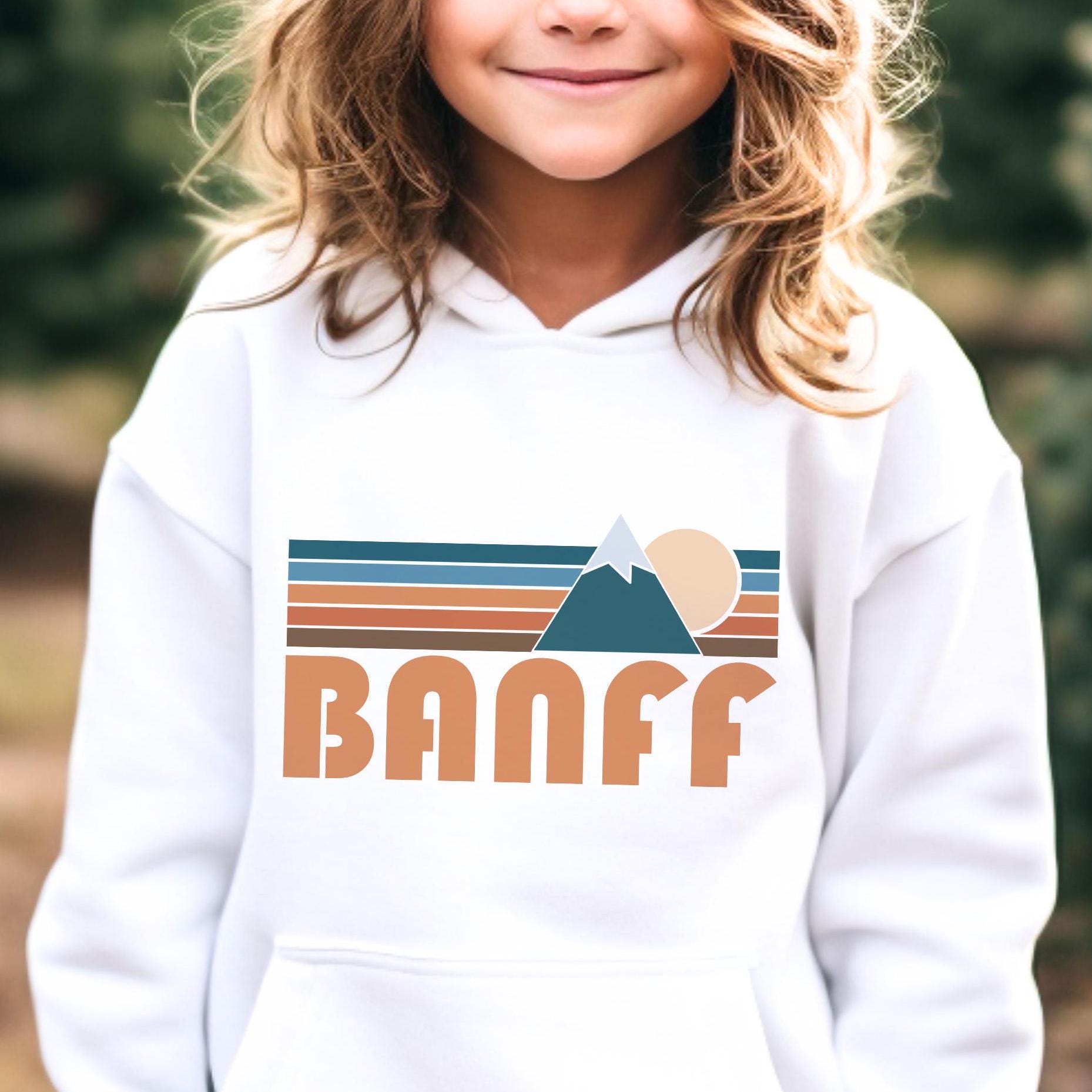 Banff Canada Youth Hoodie Retro Mountain Banff Youth Sweatshirt Personalization Available Hoodie – Easygoing Wear · Must-Have Style