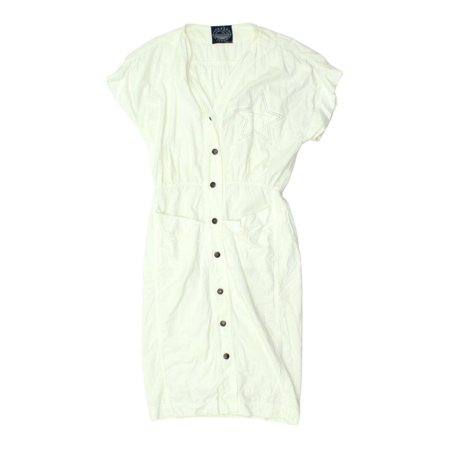 Iceberg Jeans Womens White Button Up Shirt Dress Vintage Luxury Designer VTG Graphic Tee – Bold Style · Great Gift For Fans