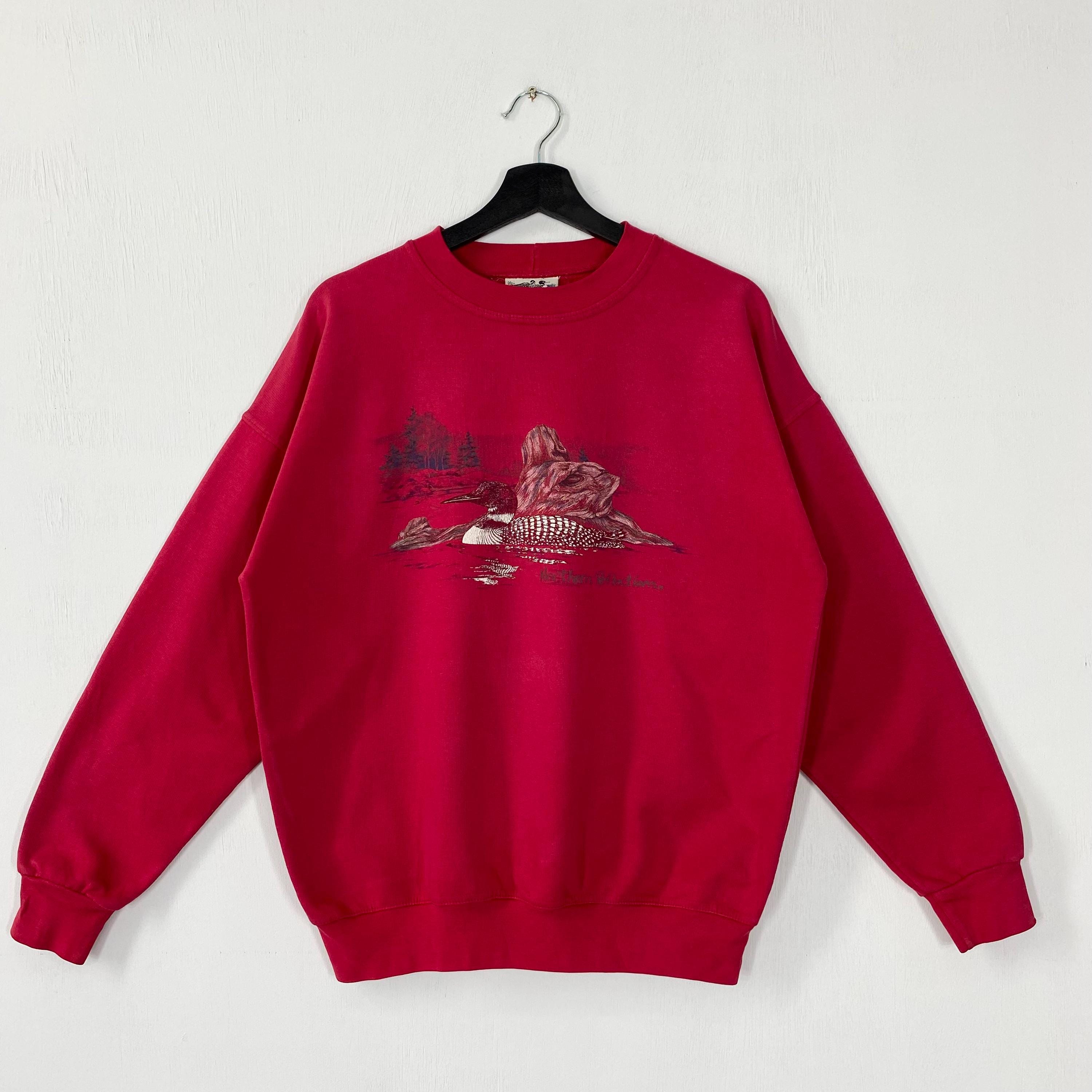 Vintage 90s Outdoor Outfitters Sweatshirt Ducks Crewneck Ducks Sweater Pullover National Wildlife Duck Habitat Print Logo Red Medium Sweatshirt – Feel-Good Design · Perfect For Daily Wear