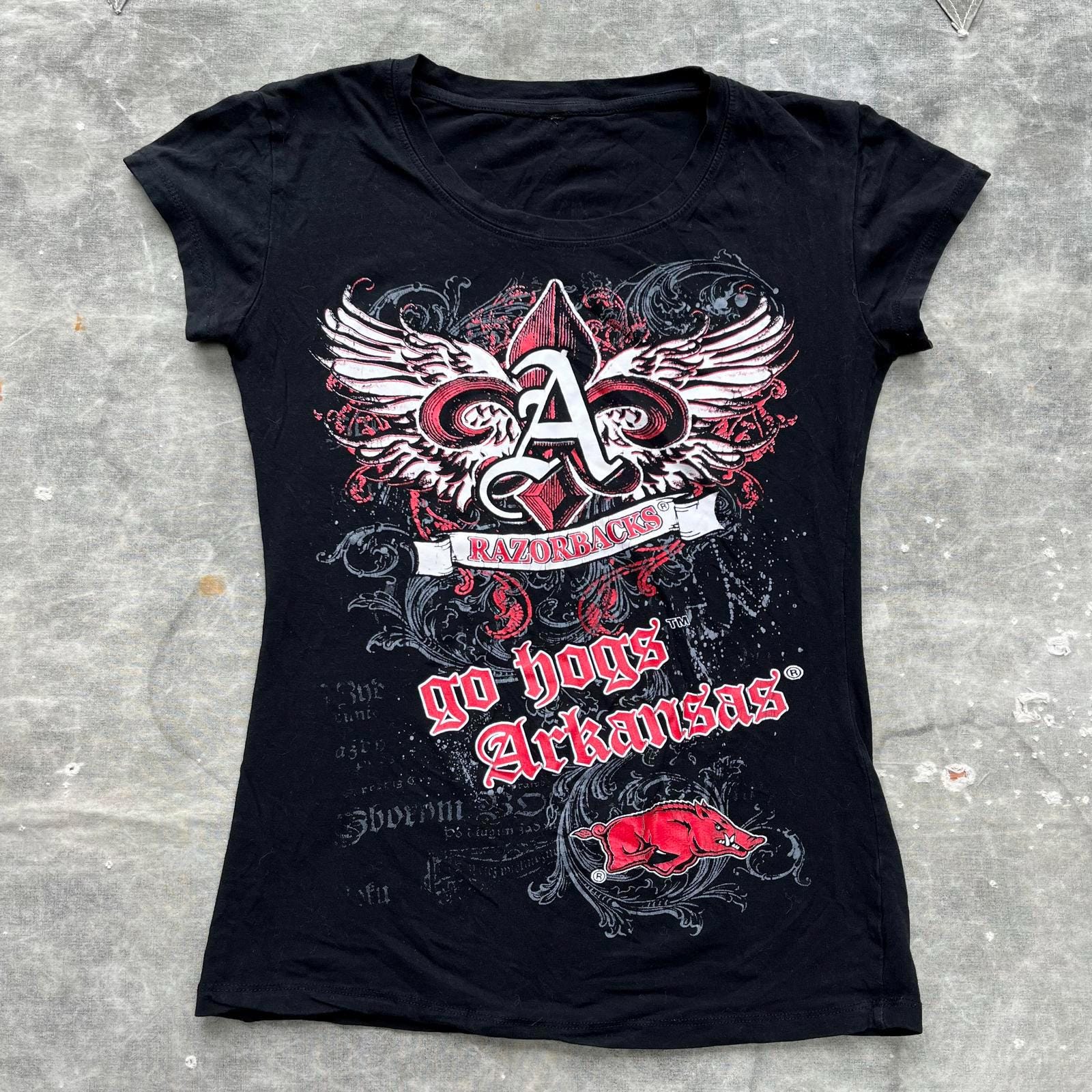Vintage Y2K Affliction Style Arkansas Razorbacks Hogs Shirt Graphic Tee – Cozy Vibes · Great Gift For Fans