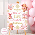Pink Gingerbread Birthday Sign Gingerbread Birthday Party Decorations Christmas Birthday Gingerbread Girl Welcome Sign December Birthday G12 Graphic Tee – Bold Style · Must-Have Style
