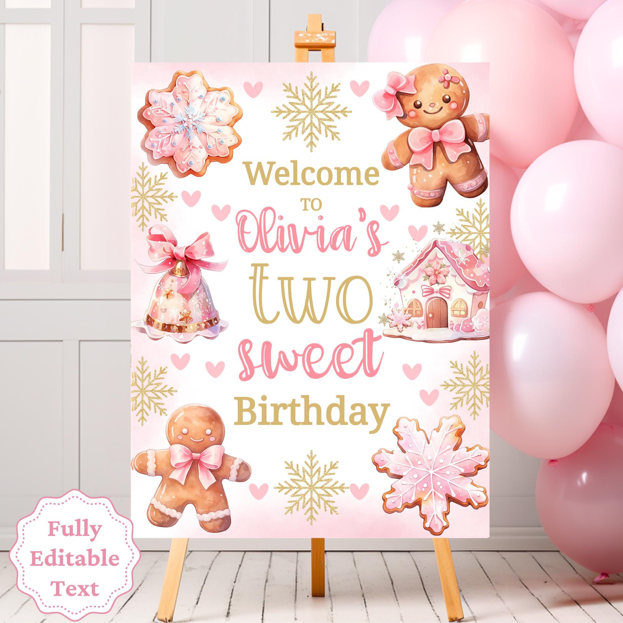 Pink Gingerbread Birthday Sign Gingerbread Birthday Party Decorations Christmas Birthday Gingerbread Girl Welcome Sign December Birthday G12 Graphic Tee – Bold Style · Must-Have Style