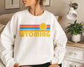Wyoming Sweatshirt Retro Sunset Unisex Wyoming Sweatshirt Personalization Available Sweatshirt – Warm & Stylish · Must-Have Style