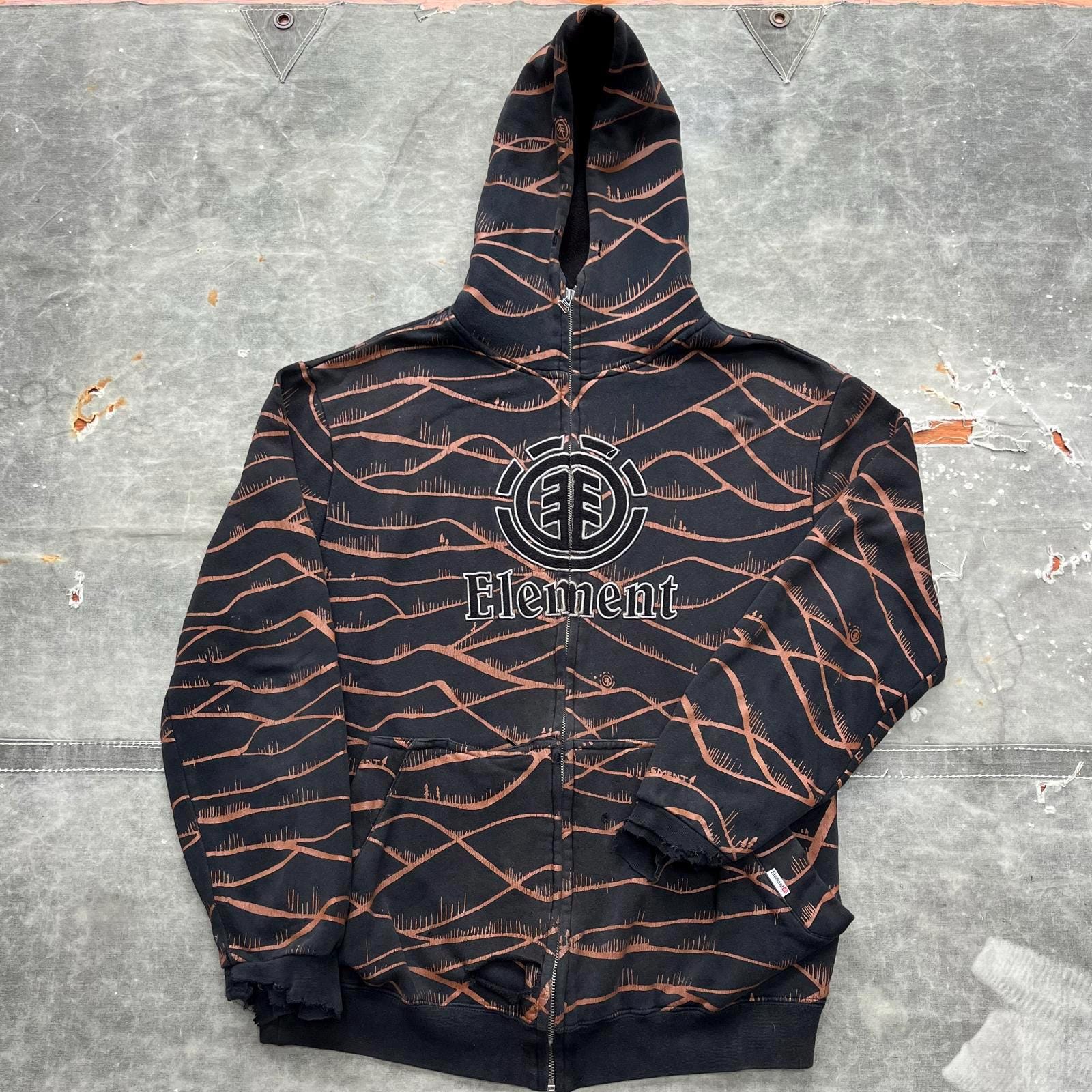Vintage AOP Y2K Distressed Element Grunge Full Zip Up Hoodie Hoodie – Feel-Good Design · High-Quality Print