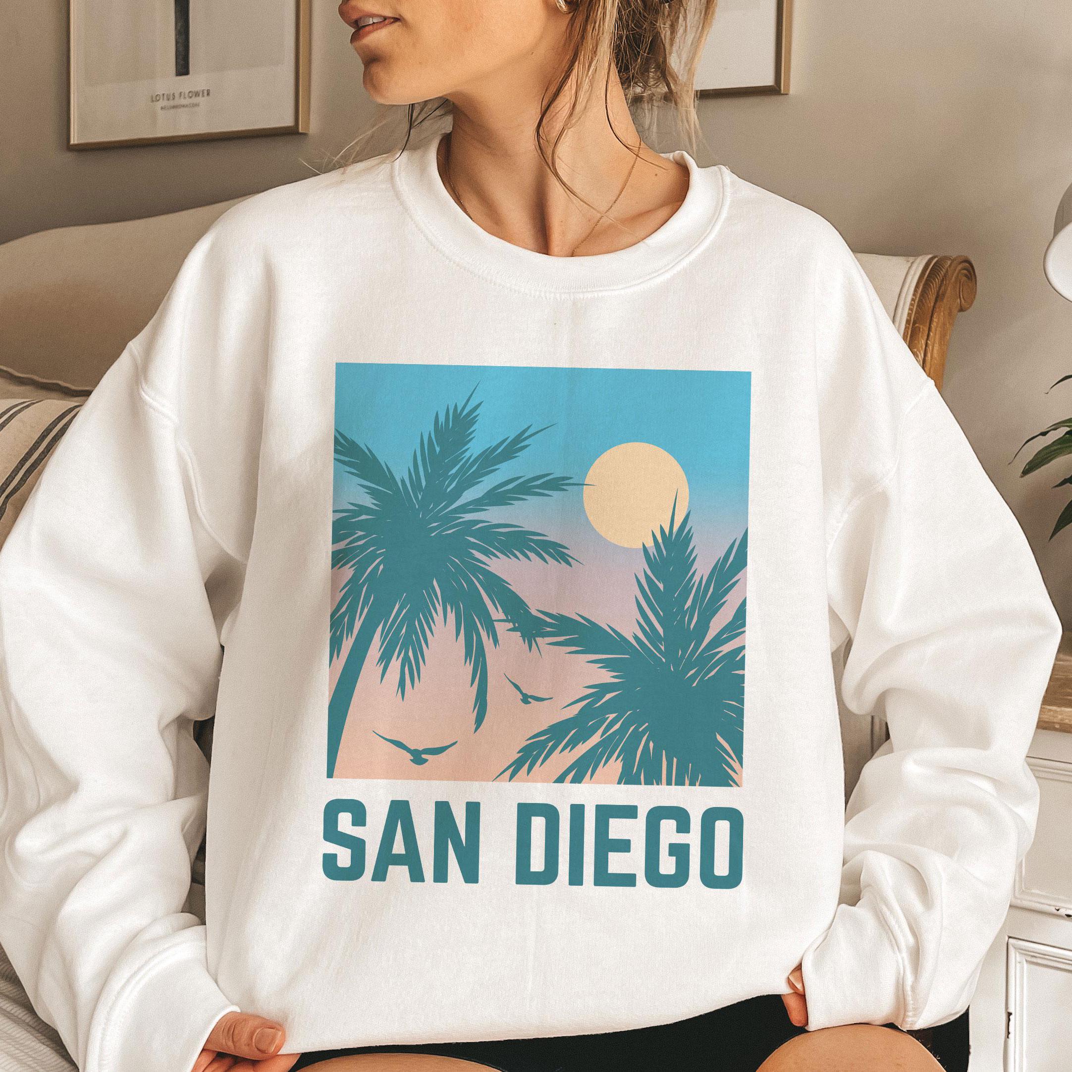 San Diego California Sweatshirt Unisex Retro Beach Crewneck San Diego Sweatshirt Personalization Available Sweatshirt – Easygoing Wear · Trending Graphic Apparel