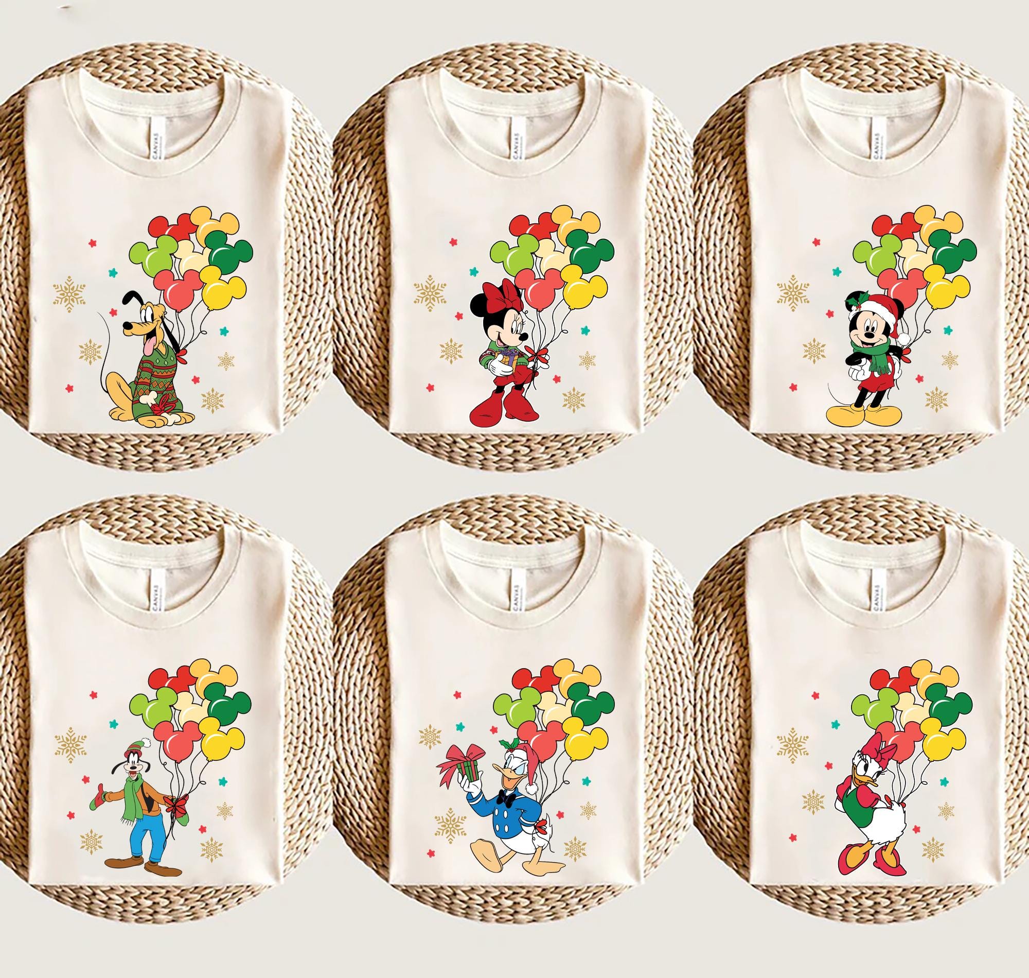 Mickey and Friends Christmas T Shirt and Sweatshirt Disney Balloons with Mickey Minnie Donald Daisy Goofy Pluto Holiday Gift for Disney Fans Sweatshirt – Cozy Vibes · Perfect For Daily Wear