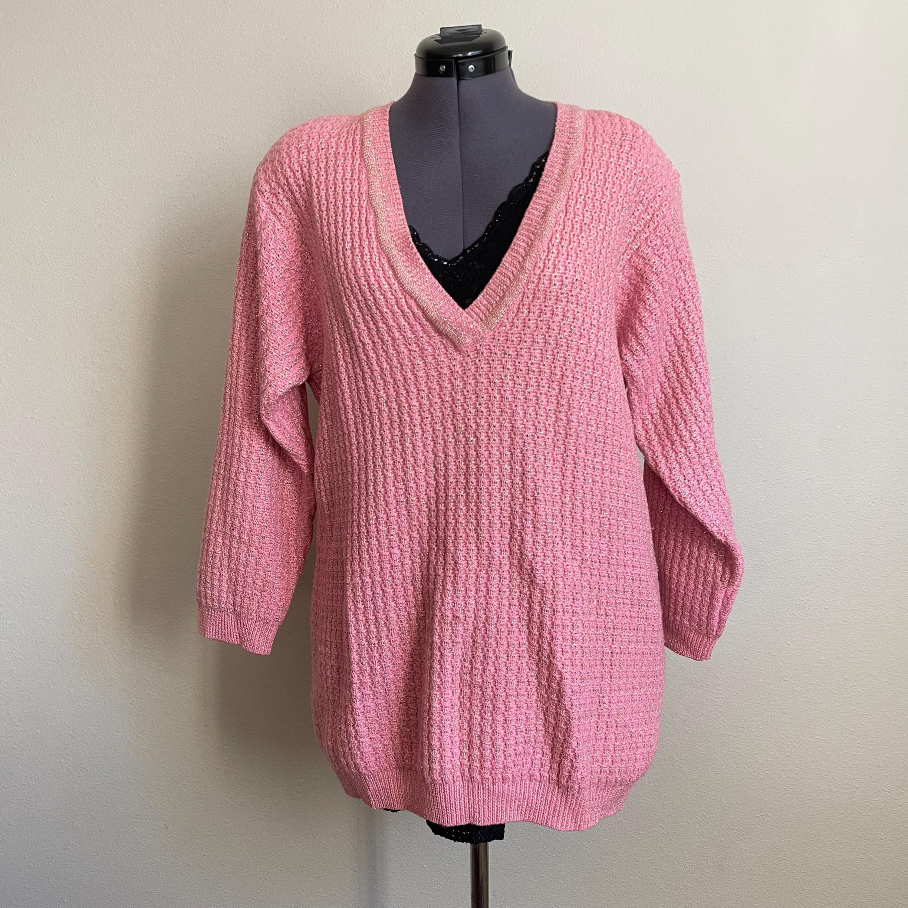 80s vintage CLASSIQUES pink and gold merino wool blend oversize sweater dress size sm Graphic Tee – Soft Feel · Perfect For Daily Wear