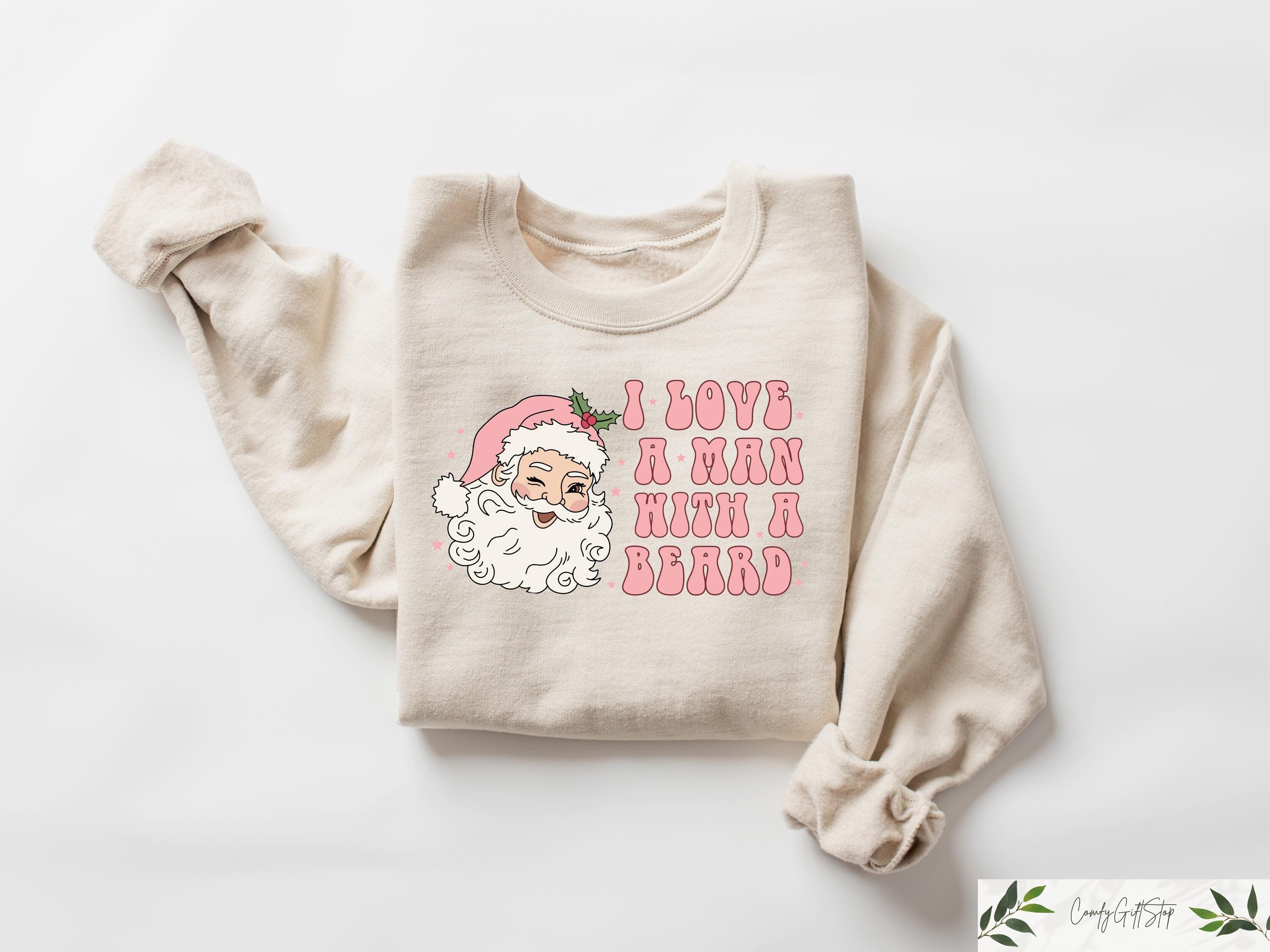 Funny Santa Beard Shirt Retro Pink Santa Christmas Tshirt Womens Christmas Sweatshirt Christmas Holiday Tshirt Unique Christmas Sweater Sweatshirt – Cozy Vibes · Great Gift For Fans