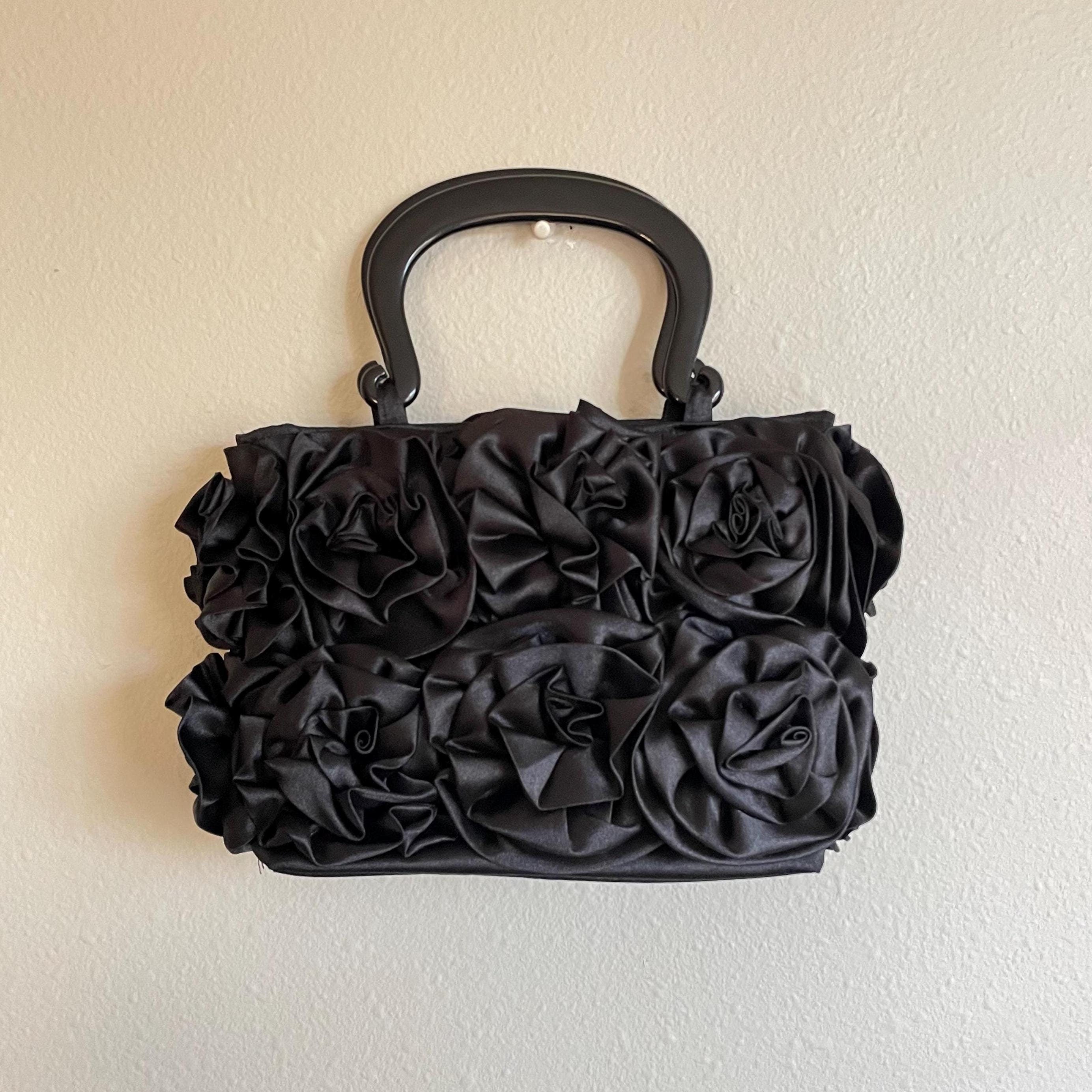 y2k vintage 00s silk black rosette handbag handmade vietnamese purse Tote Bag – Easygoing Wear · Top Pick For Any Outfit