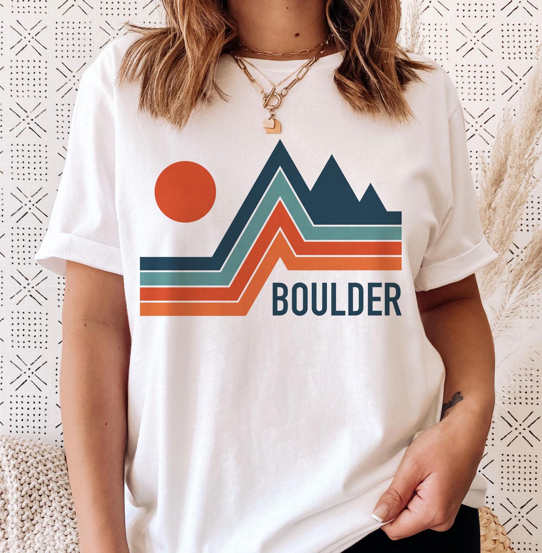 Boulder Colorado TShirt Retro Mountain Unisex Boulder Shirt Personalization Available Graphic Tee – Feel-Good Design · Great Gift For Fans
