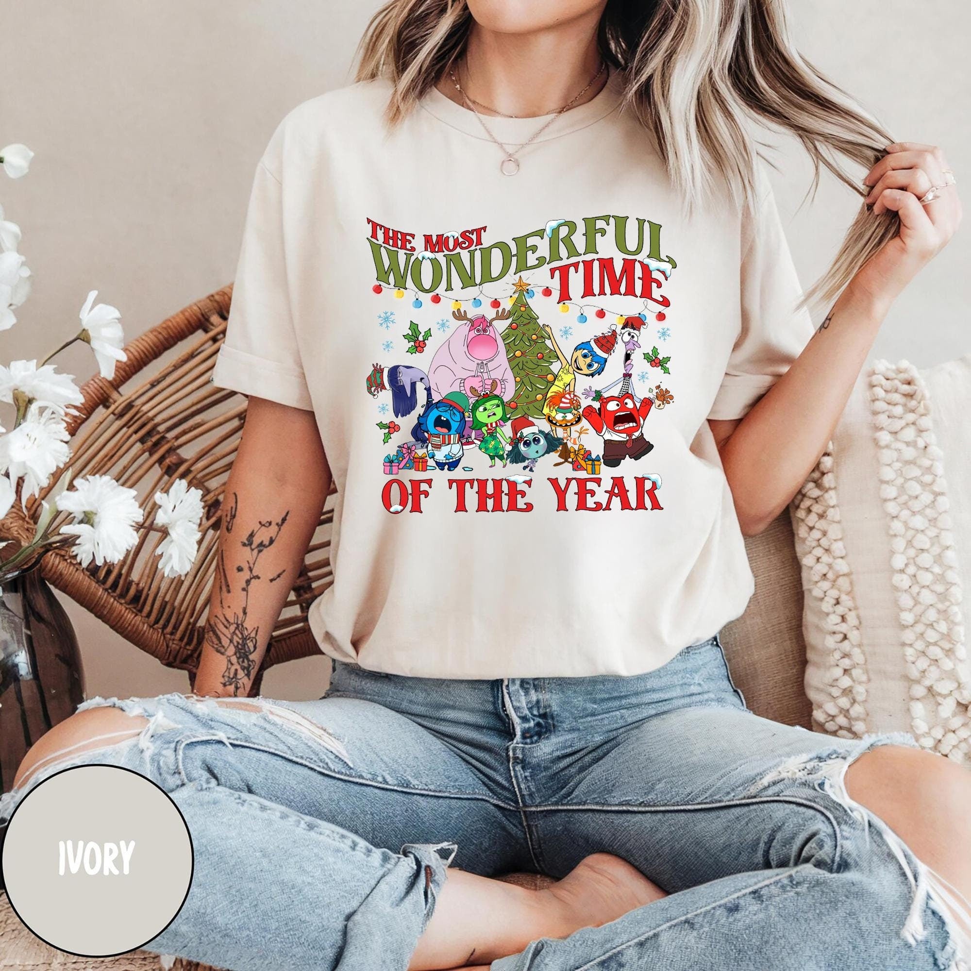 Inside Out The Most Wonderful Time Shirt Disney Emotion Xmas Shirt Disneyland Xmas Shirt WDW Family Holidays Tee Xmas Trees Lights Shirt Graphic Tee – Cozy Vibes · High-Quality Print