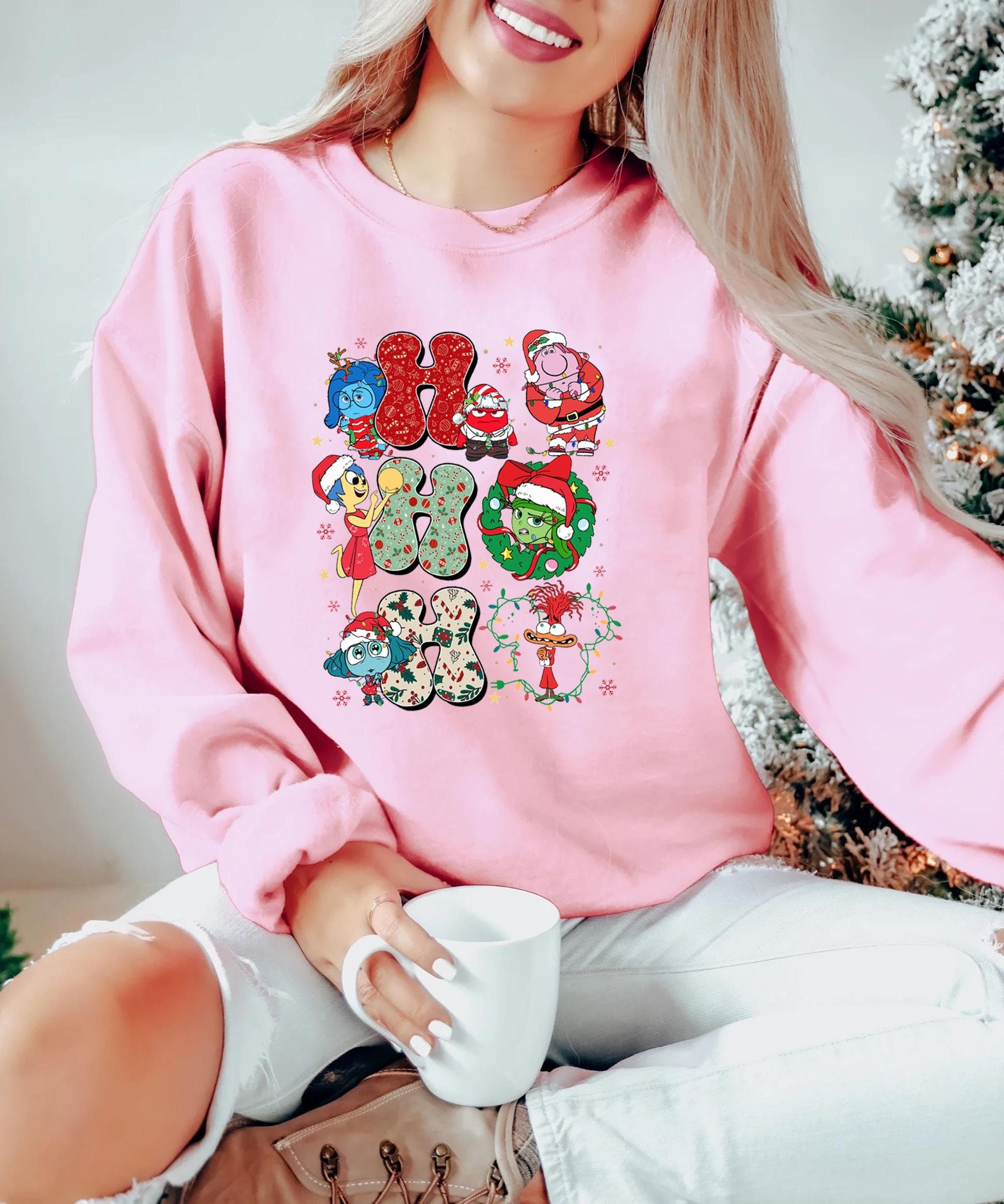 Ho Ho Ho Inside Out 2 Christmas T Shirt Disney Christmas Party Shirt Inside Out 2 Christmas Tee Disney Emotion Team T Shirt Graphic Tee – Warm & Stylish · Great Gift For Fans