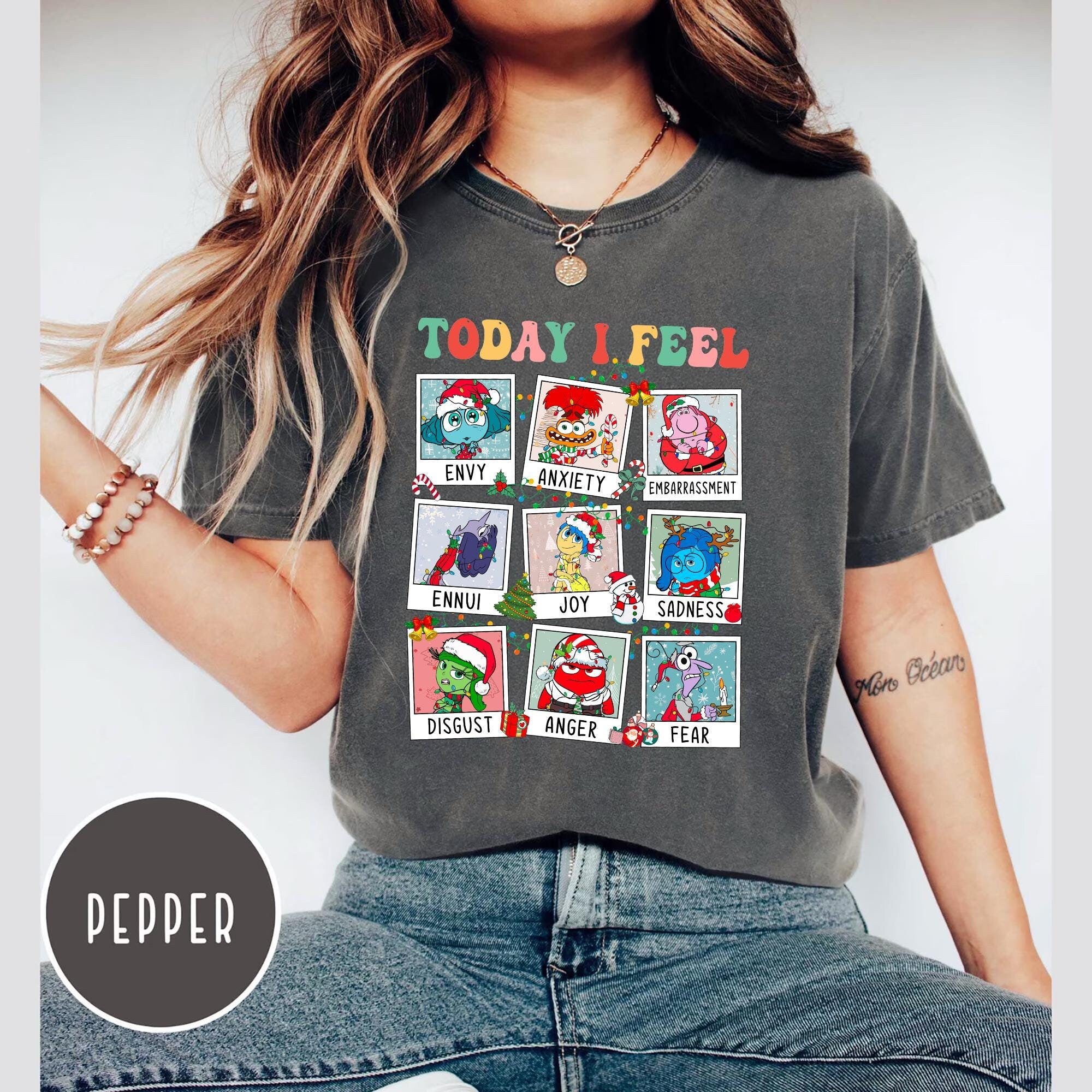 Christmas Inside Out T shirt Pixar Xmas Friends Shirt Disneyland Christmas Shirt Today I Feel Envy Shirt Christmas Holiday Sweatshirt Sweatshirt – Soft Feel · High-Quality Print