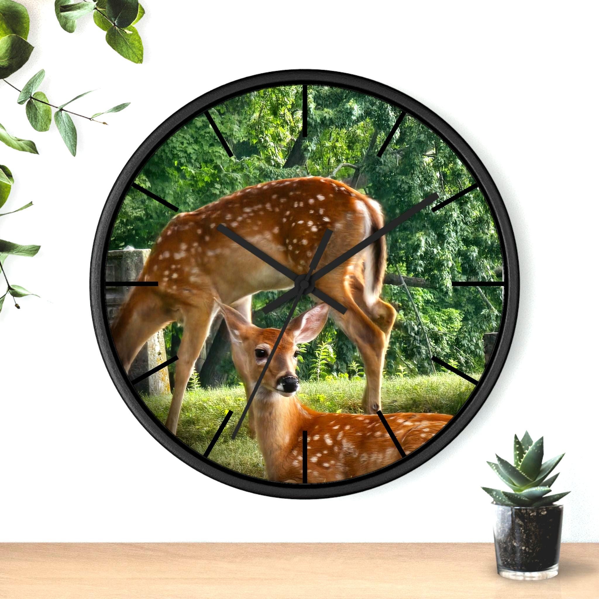 Rustic Nature Wall Clock Bambi Deer Clock Wooden Clock Forest Animal Clock Rustic Home Decor Kitchen Decor Nature Lover Gift RV Gift Graphic Tee – Premium Graphic · Top Pick For Any Outfit
