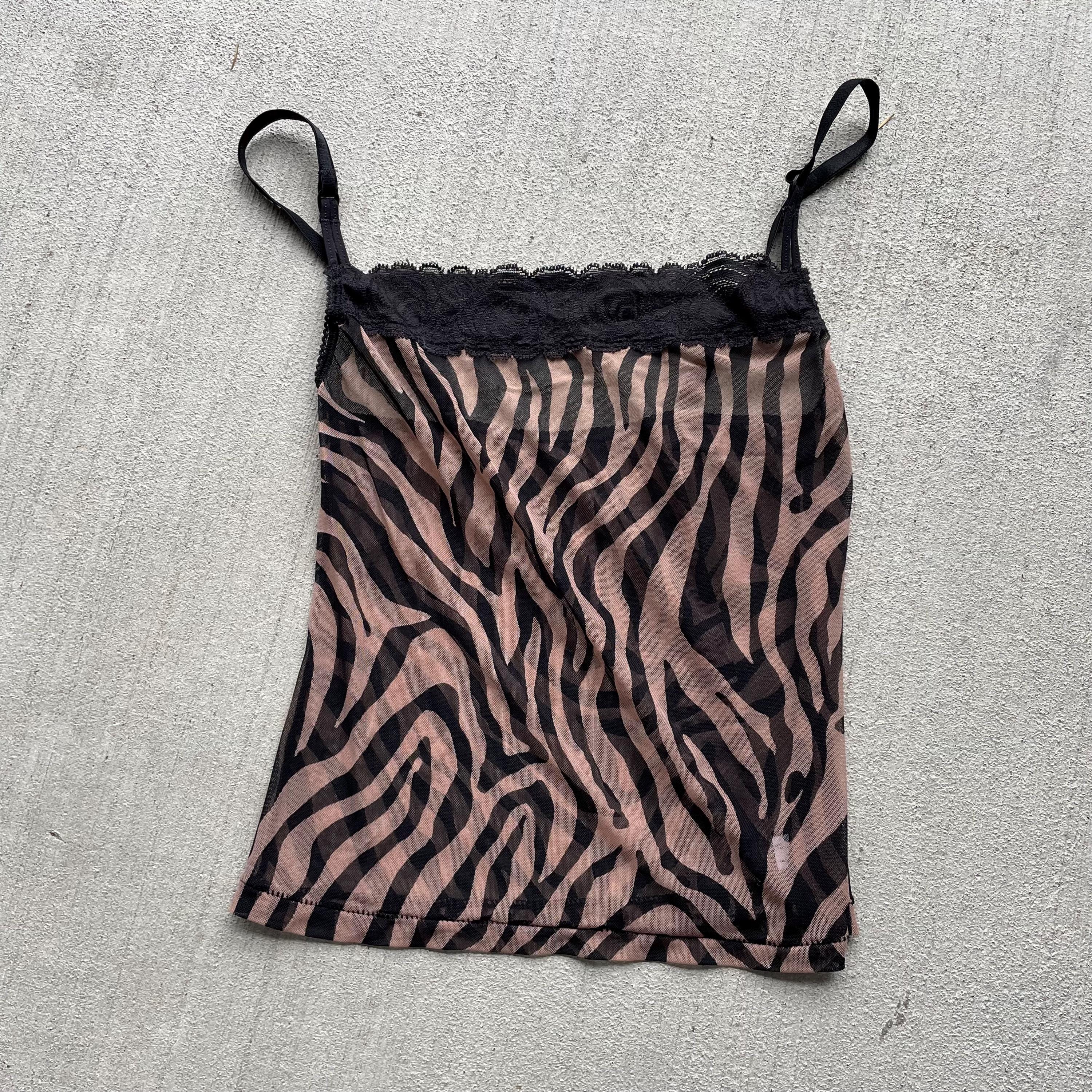 y2k zebra print sheer mesh lace trim tank top camisole size medium Tank Top – Feel-Good Design · High-Quality Print