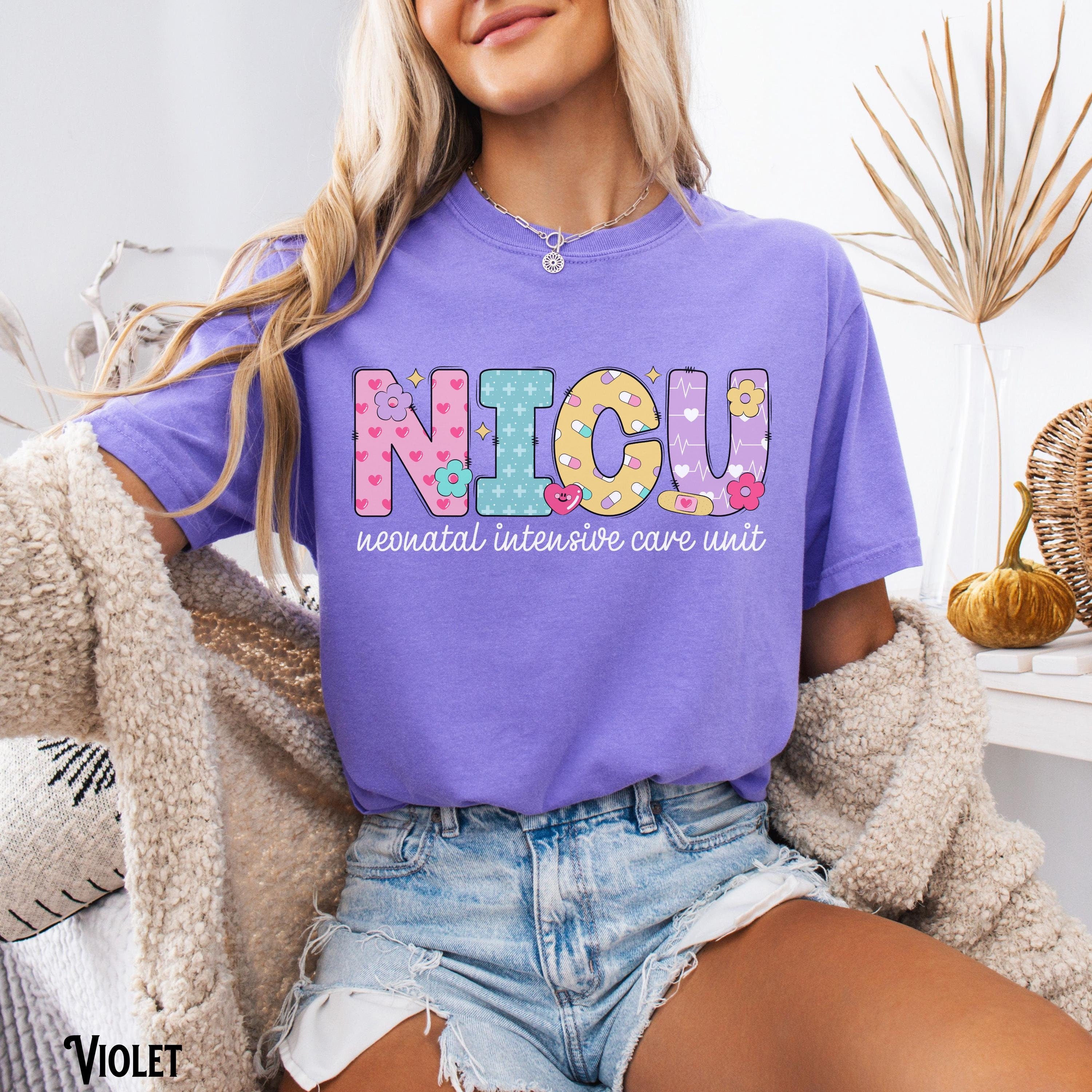 NICU Shirt Neonatal Intensive Care Unit Doctor Nurse Crew Floral Heart Retro Graduation Appreciation Gift Graphic Tee – Aesthetic Look · Trending Graphic Apparel