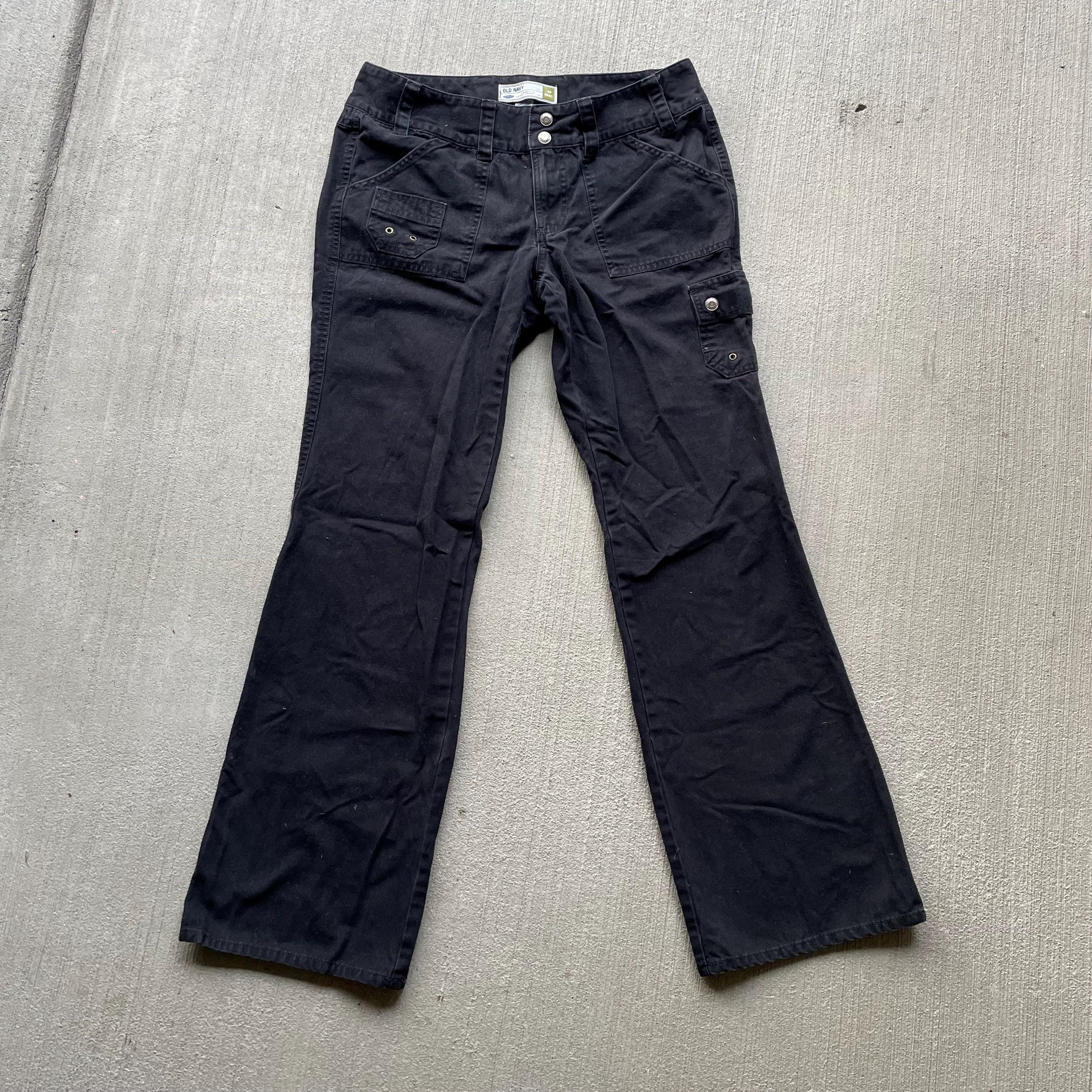 y2k vintage 3904 old navy low rise black cargo pants flare leg size 8 Graphic Tee – Bold Style · Trending Graphic Apparel