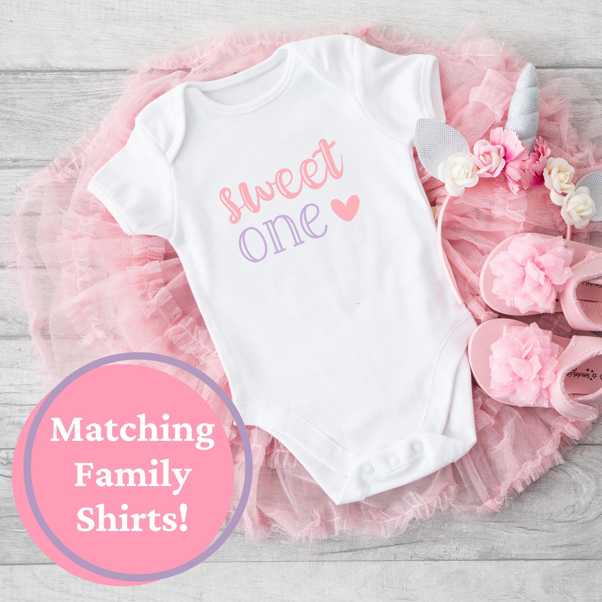 Sweet One Birthday Shirts Family Matching Shirt Sweet One Birthday Matching Shirt 1St Birthday Outfit Girl Birthday Shirt Birthday Bodysuit Graphic Tee – Feel-Good Design · Perfect For Daily Wear