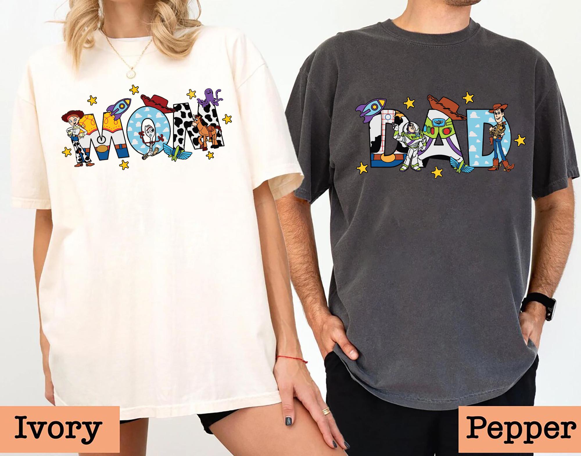 Toy Story Dad and Mom Matching Shirt Custom Disney Family Outfit with Buzz Woody Jessie Forky Characters Gift for Disney Fan and Family Trip Graphic Tee – Soft Feel · High-Quality Print