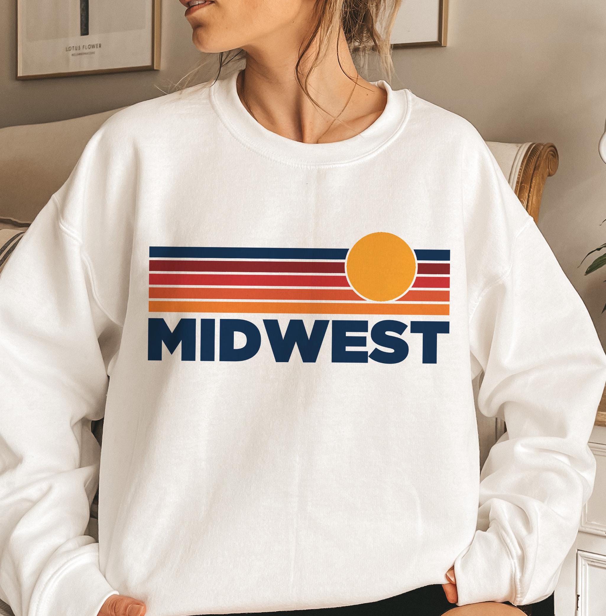Midwest Sweatshirt Retro Sun Unisex Vintage Midwest Inspired Warm Pullover Jumper Personalization Available Sweatshirt – Fan Favorite · Top Pick For Any Outfit