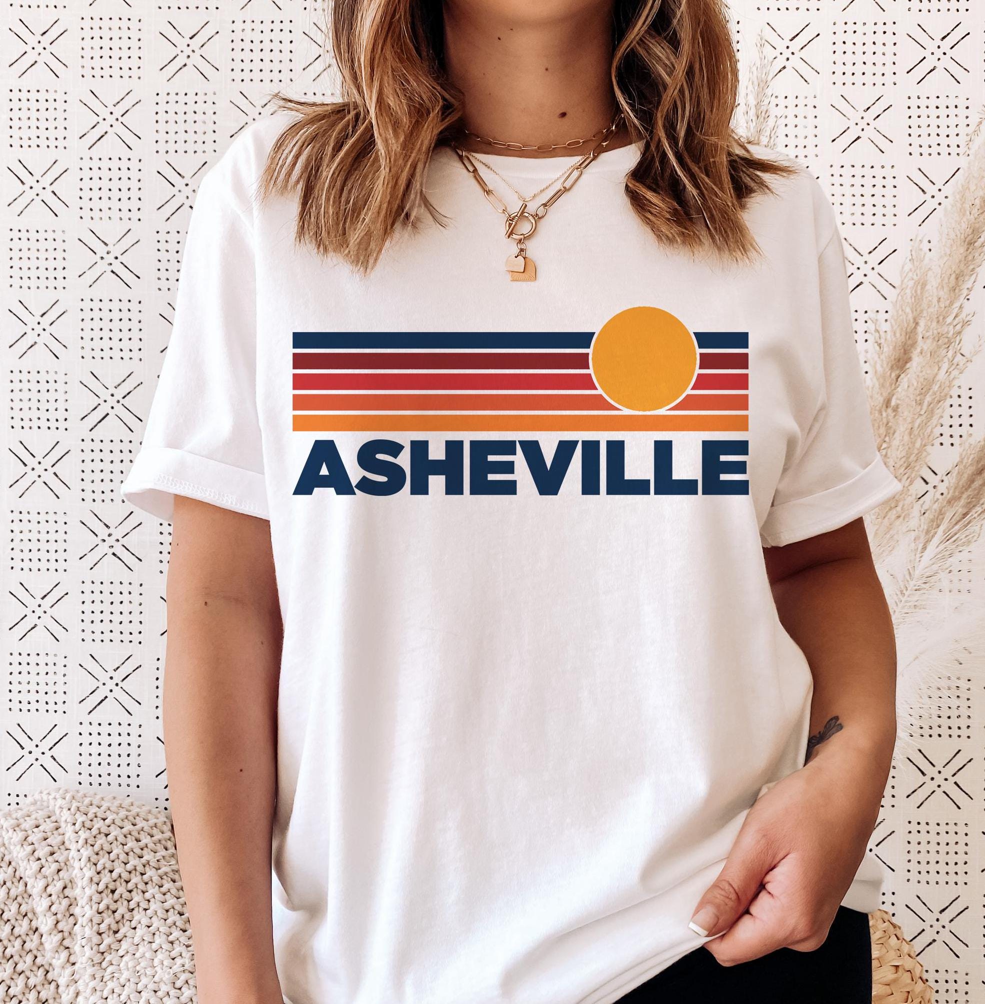 Asheville North Carolina TShirt Retro Sun Ombre Unisex Tee Vintage North Carolina Tee Mountain Sun Asheville Tee Souvenir Shirt Graphic Tee – Soft Feel · Top Pick For Any Outfit