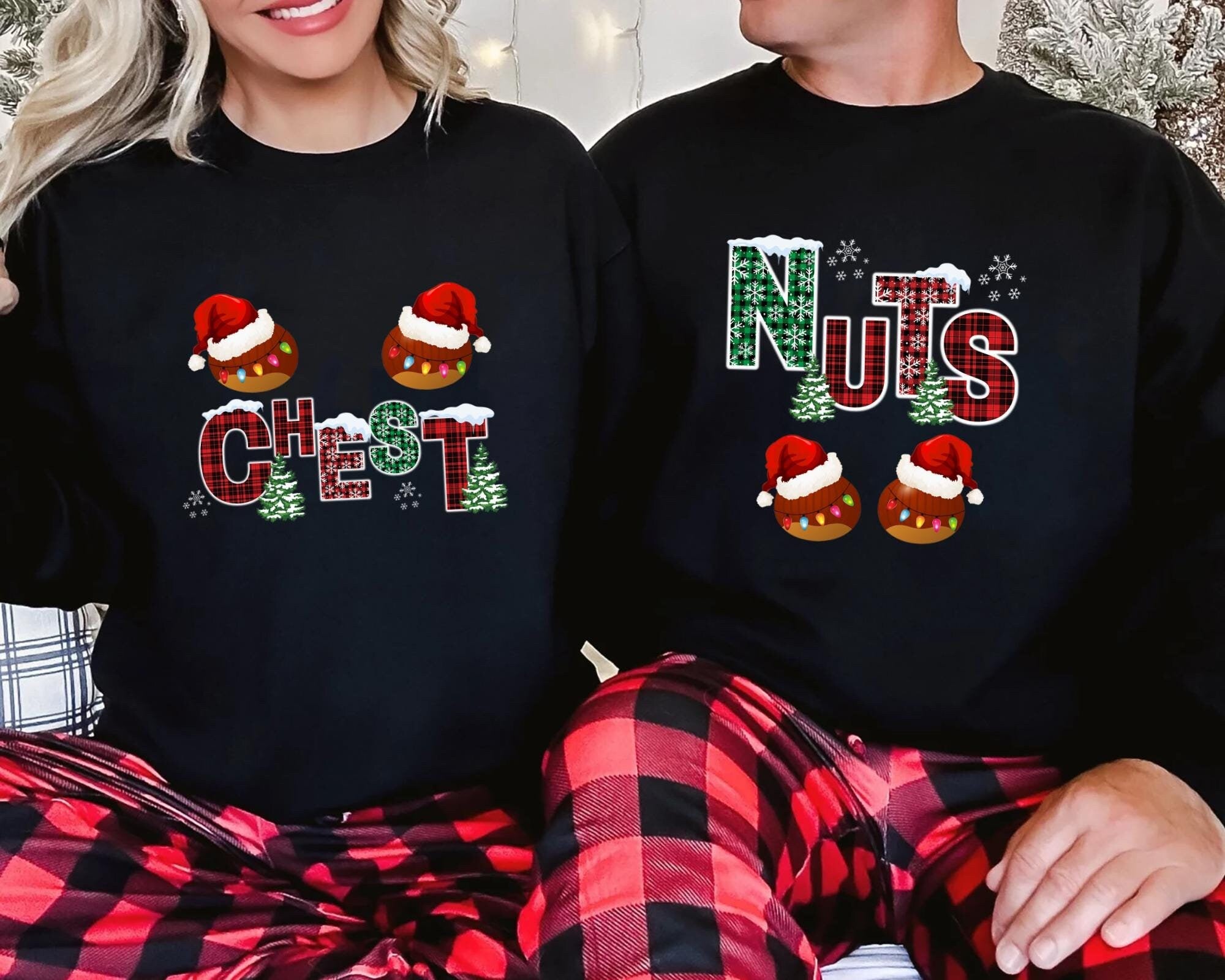 Couples Christmas Sweatshirts Funny Christmas Shirt Gift for Couple Chest Nuts Shirt Boyfriend Christmas Gift Husband Ugly Christmas Shirt Sweatshirt – Feel-Good Design · Top Pick For Any Outfit