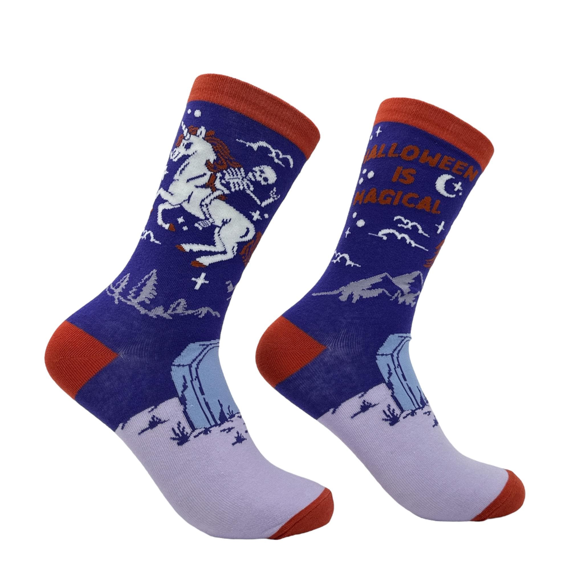 Halloween Is Magical Skeleton Riding A Unicorn Ghost Socks Funny Womens Witch Socks Funky Socks Halloween Lover Socks Vampire Socks Graphic Tee – Easygoing Wear · Top Pick For Any Outfit