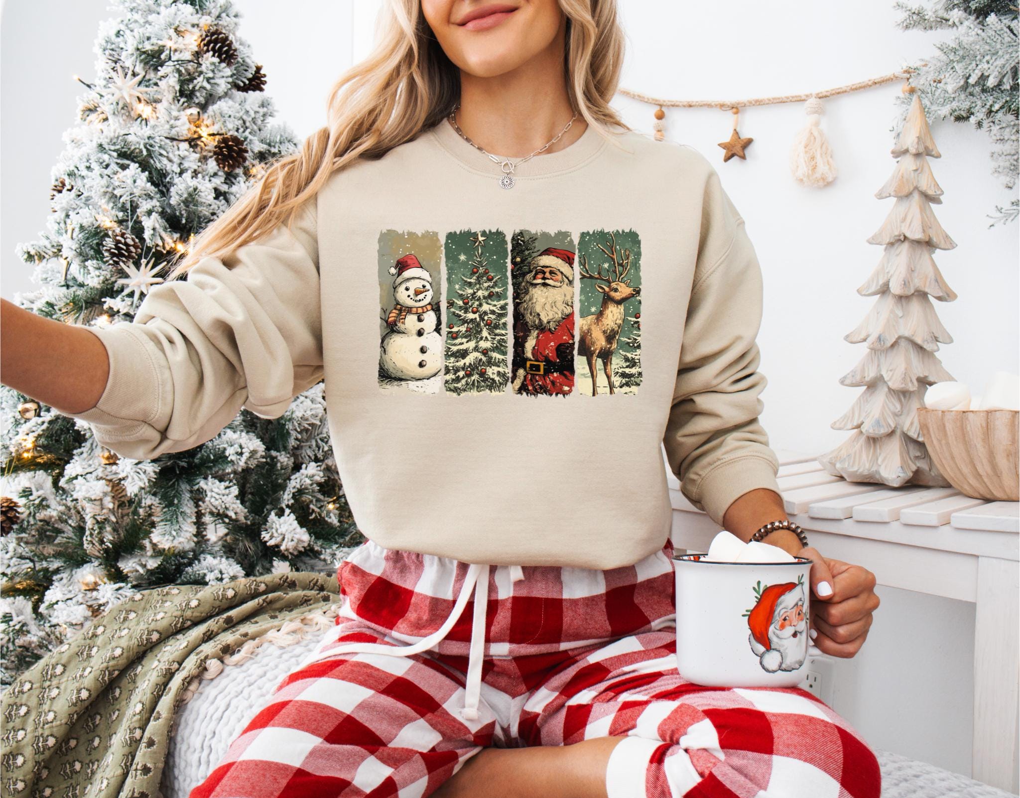 Retro Christmas Sweatshirt Vintage Christmas Shirt Santa Claus Shirt Christmas Snowman Shirt ute Winter Holiday Sweater Trendy T Shirt Sweatshirt – Feel-Good Design · Top Pick For Any Outfit