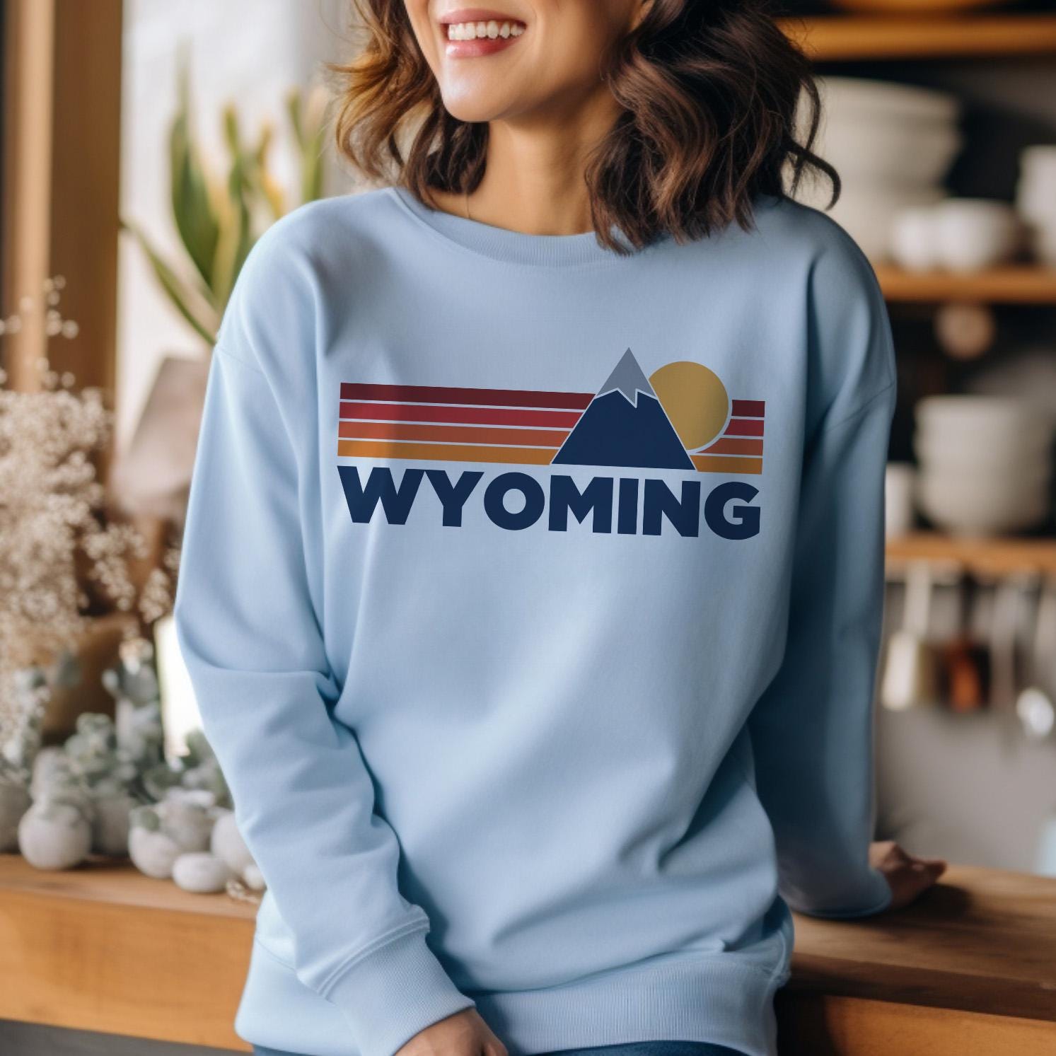 Wyoming Sweatshirt Retro Mountains Wyoming Unisex Crewneck Vintage Cozy Jumper Gift for Outdoor Lovers Sweatshirt – Fan Favorite · Top Pick For Any Outfit