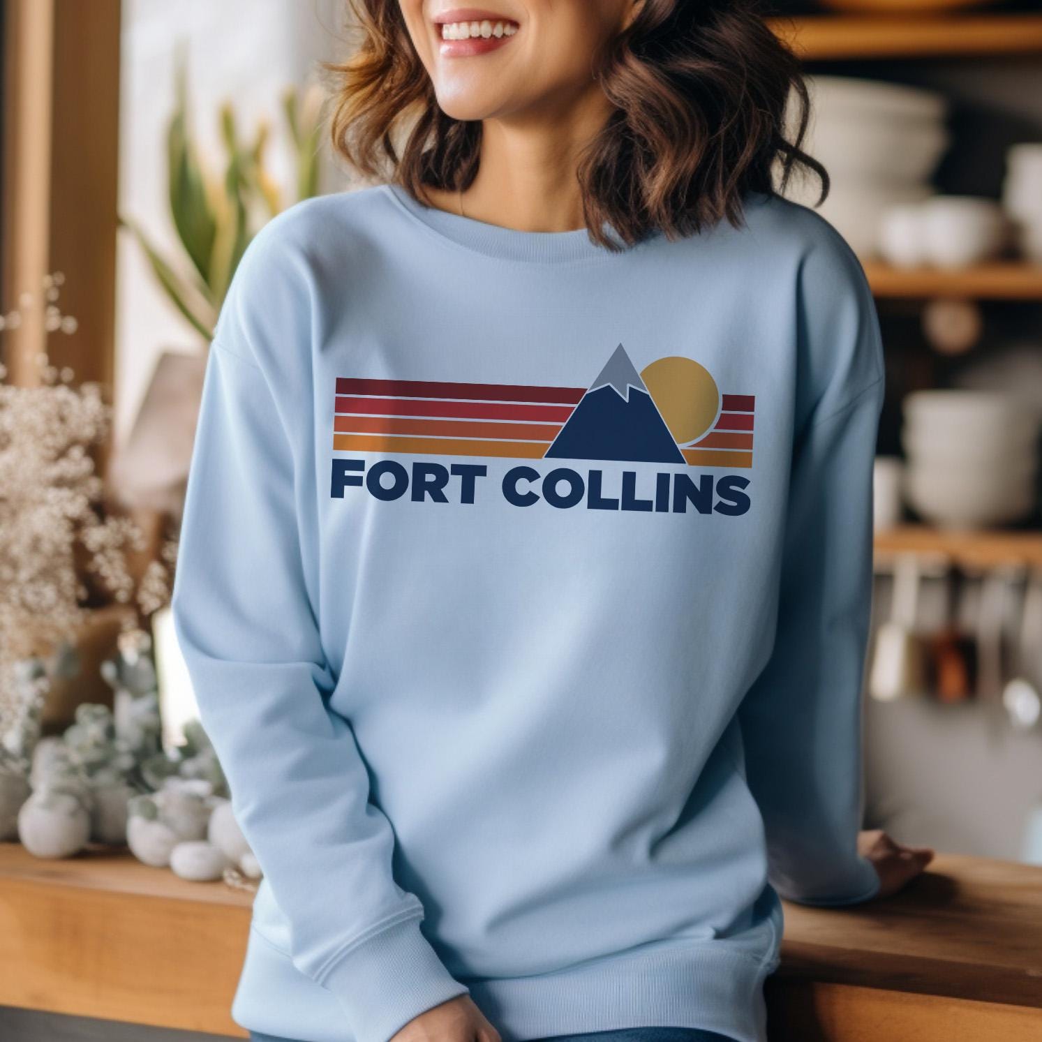 Fort Collins Colorado Sweatshirt Retro Mountains Fort Collins Unisex Crewneck Vintage Cozy Jumper Gift for Outdoor Lovers Sweatshirt – Everyday Comfort · Perfect For Daily Wear