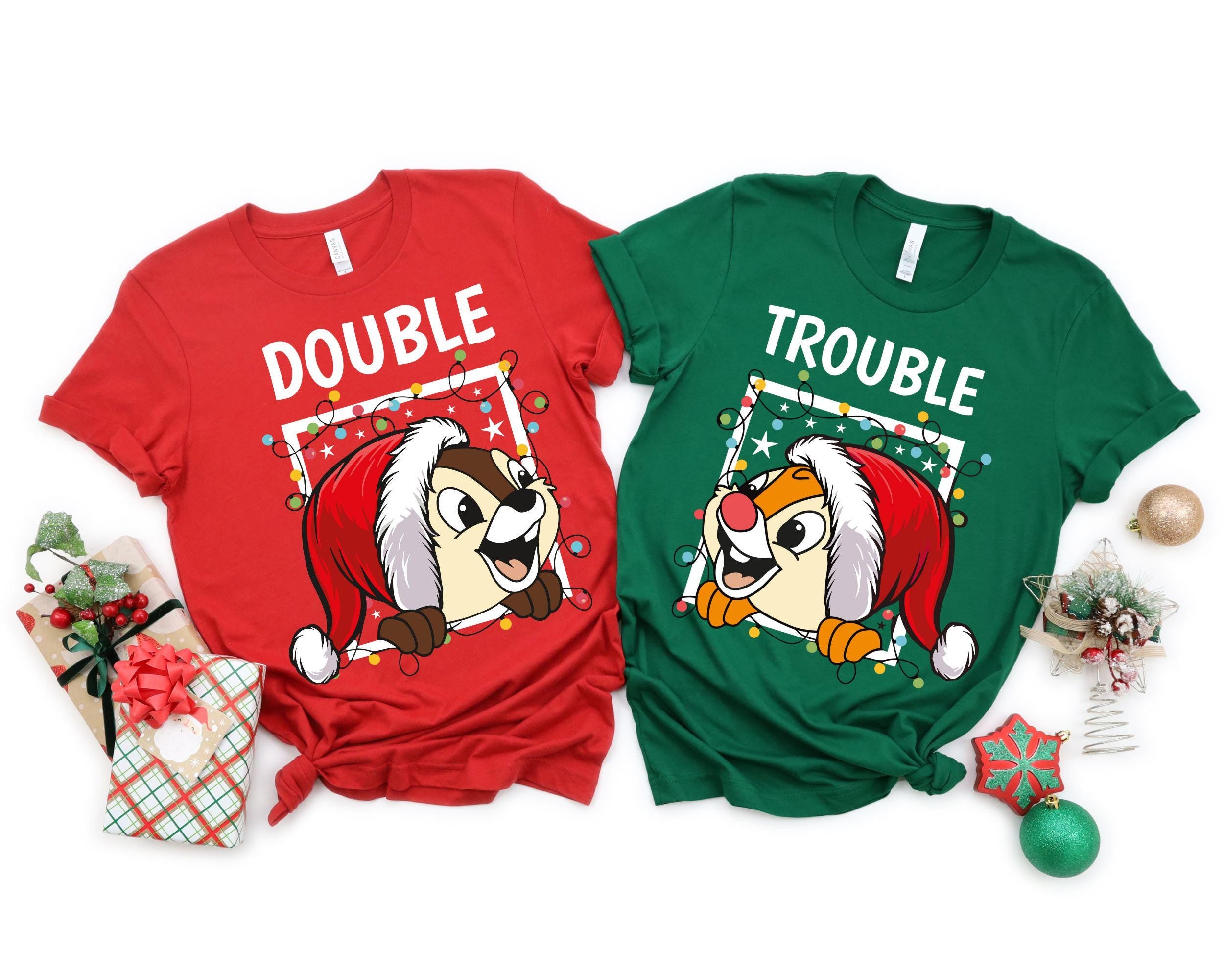 Double Trouble Chip N Dale Christmas SweatshirtChristmas Couples Matching T ShirtDisney Chip And Dale In Red Christmas Hat TeeDisney Gift Sweatshirt – Bold Style · Top Pick For Any Outfit