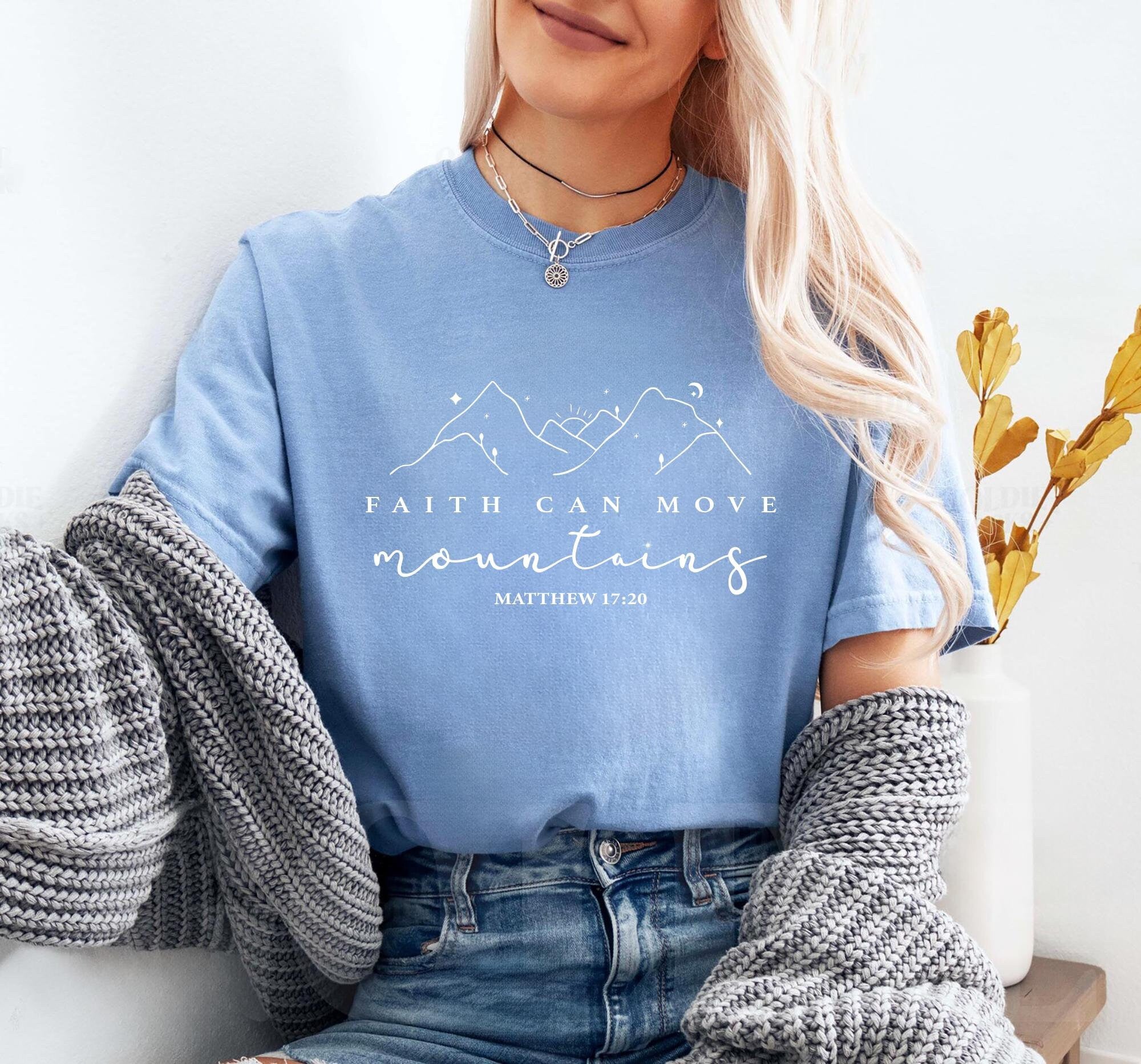 Faith Can Move Mountains T Shirt Christian Gift Faith Sweatshirt Jesus Hoodie Bible Verse Crewneck Minimal Christian Hoodie – Soft Feel · High-Quality Print