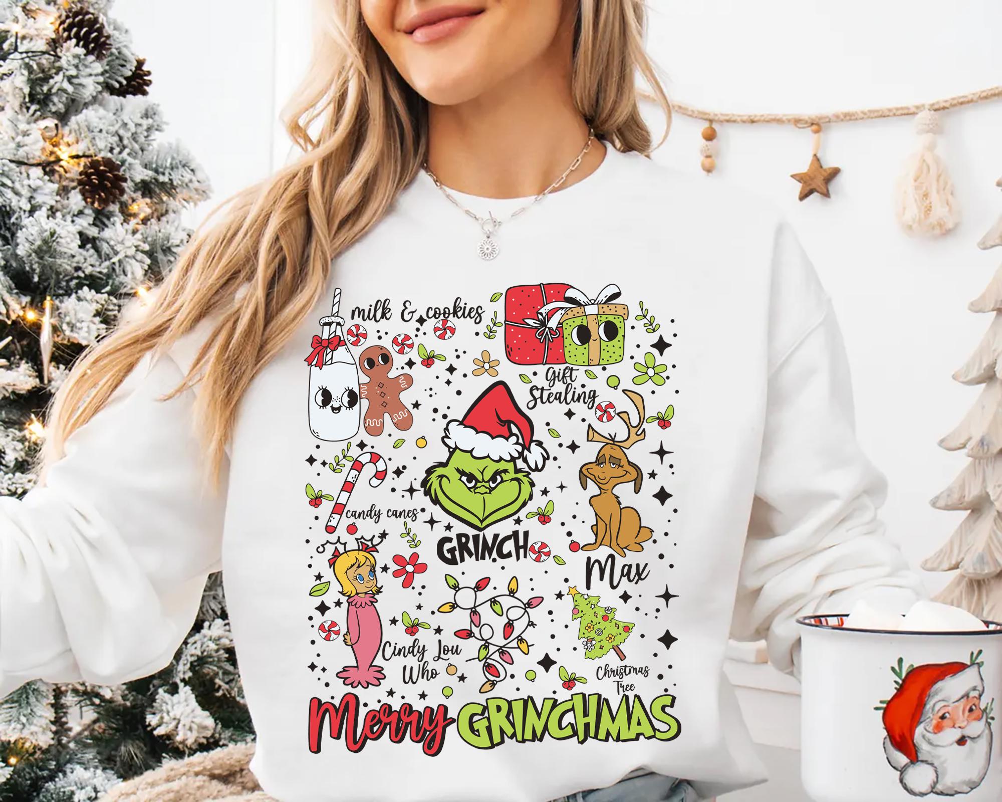 Merry Grinchmas Shirt Grinch Christmas Tee with Cindy Lou Who Max Holiday Gift T shirt for Grinch Lovers Grinchmas Christmas Sweatshirt Sweatshirt – Soft Feel · High-Quality Print