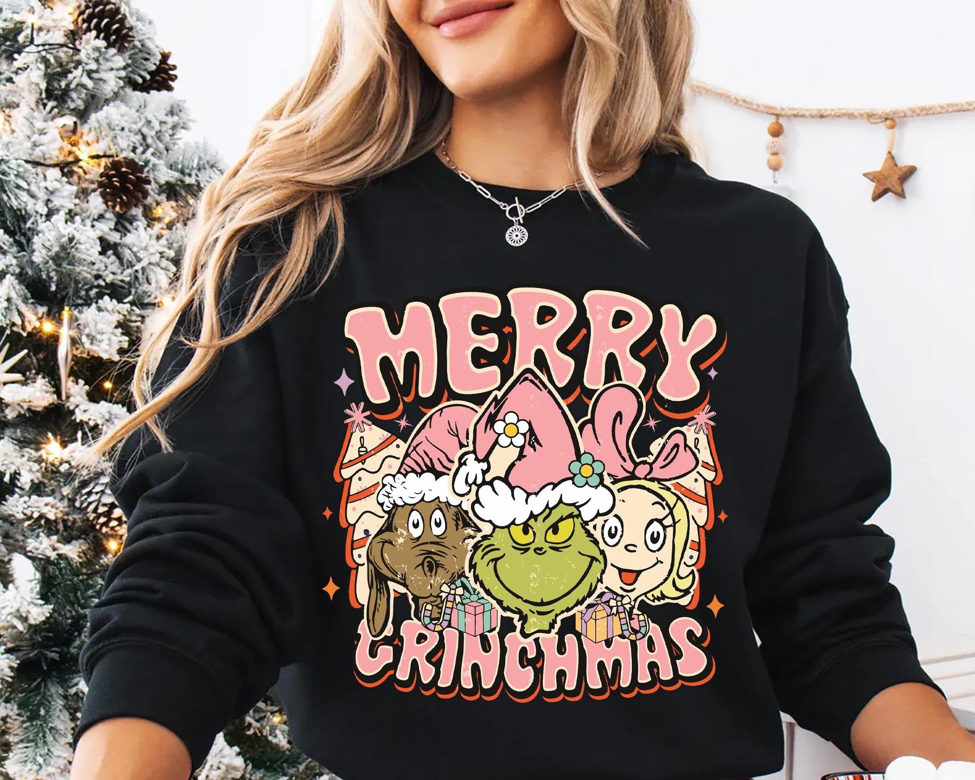 Retro Merry Grinchmas Shirt with Max and Cindy Lou Grinch Christmas Tee Vintage Grinchmas Sweatshirt Holiday Gift for Grinch Lovers Sweatshirt – Premium Graphic · Top Pick For Any Outfit