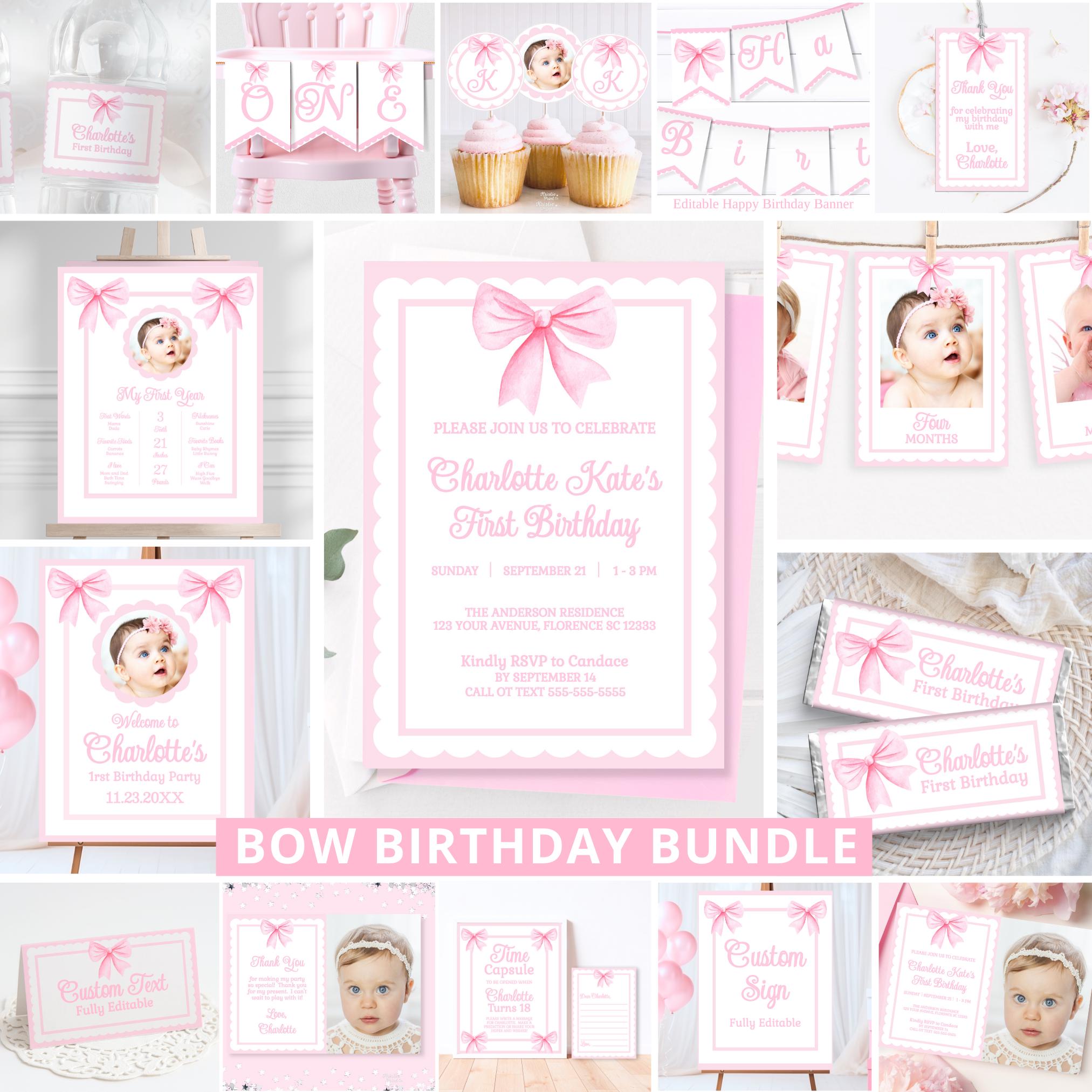 Pink Bow Birthday Decor Pink Bow Theme Party Decorations Girl 1St Birthday Party Decorations 2nd Birthday Coquette First Birthday Girl Ideas Graphic Tee – Premium Graphic · Must-Have Style