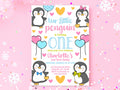 Penguin Birthday Party Invite Penguin Party Invitation 1st Birthday Invite Winter Party Invite Girl Birthday Invite Editable Template Graphic Tee – Aesthetic Look · High-Quality Print