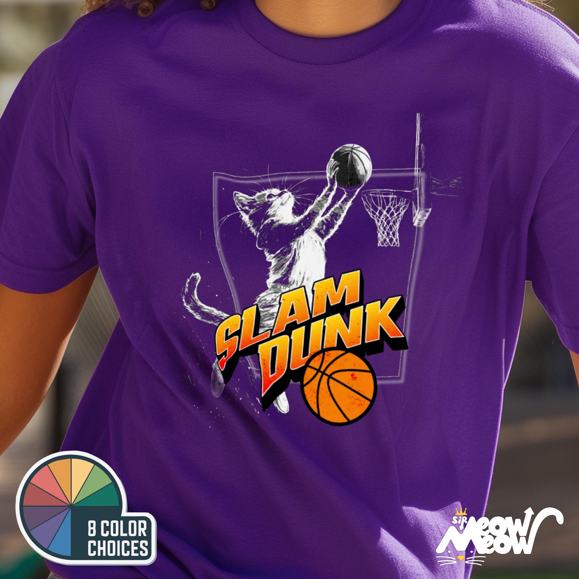 Slam Dunk Cat T Shirt Dynamic Basketball Cat Design Perfect Gift for Basketball Fans Cat Lovers Graphic Tee – Everyday Comfort · Must-Have Style