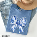 Coquette Christian Shirt Blue Bow Faith Tee Bible Verse Girly Christian Gift Religious Women Gift Jesus Apparel Graphic Tee – Aesthetic Look · Trending Graphic Apparel