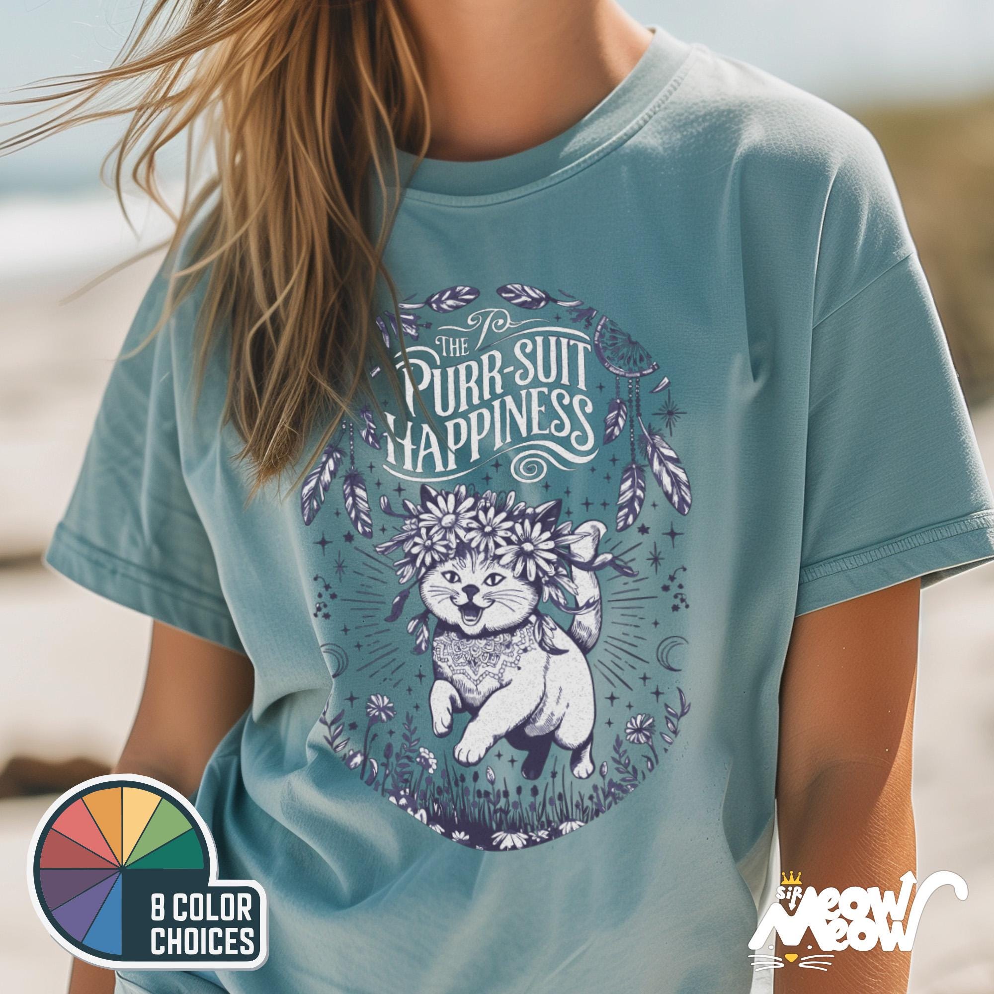 Purr suit of Happiness Cat T Shirt Cute Floral Cat Design Positive Vibes for Cat Lovers Graphic Tee – Bold Style · Trending Graphic Apparel
