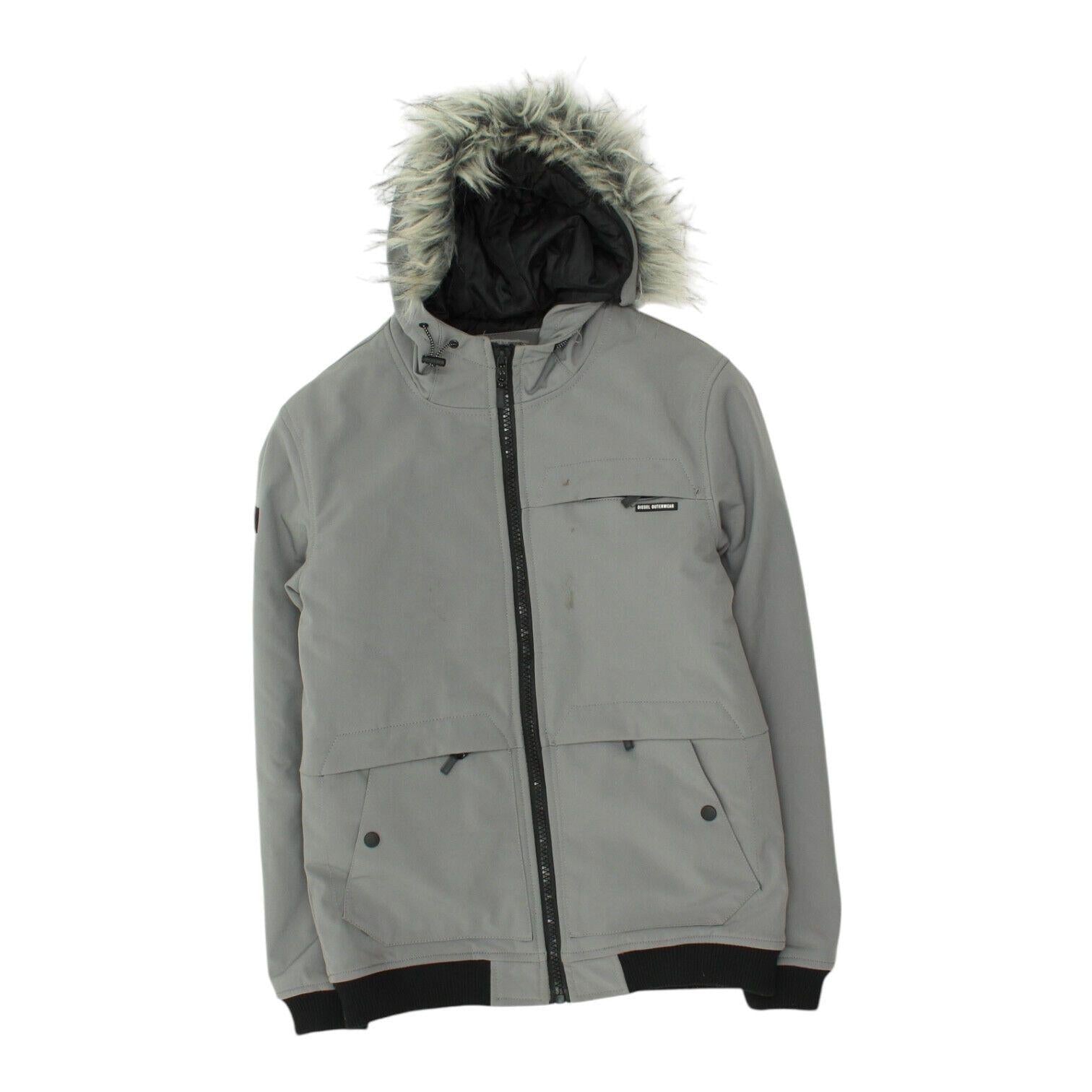 Diesel Outerwear Mens Grey Quilted Faux Fur Hooded Jacket Casual Designer VTG Graphic Tee – Premium Graphic · High-Quality Print