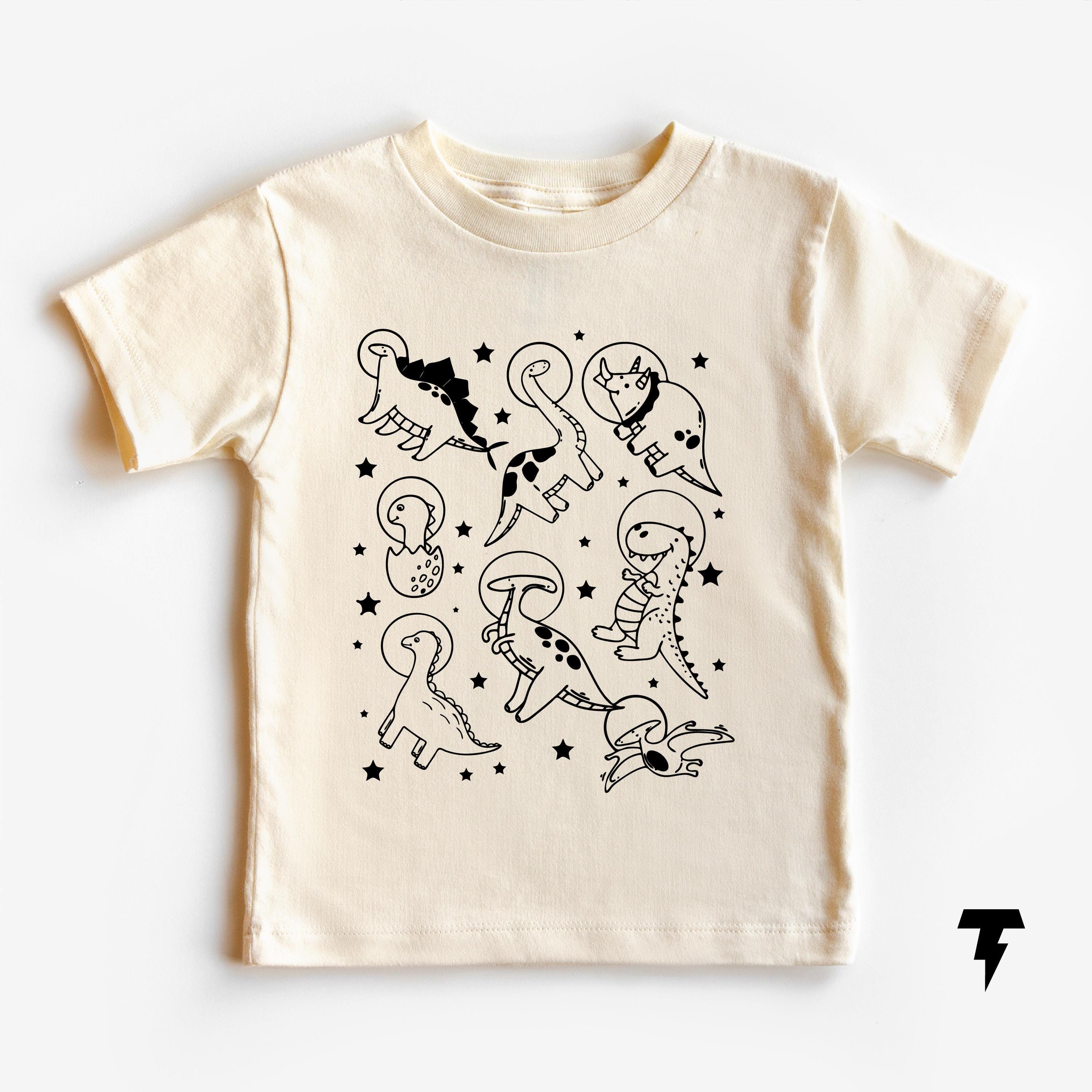 Dinosaurs in Space Toddler Kids Shirt Funny Dino Outer Space Shirt Astronaut Tee Dino in Space Space Adventure Dinosaur Astronaut Graphic Tee – Aesthetic Look · Top Pick For Any Outfit