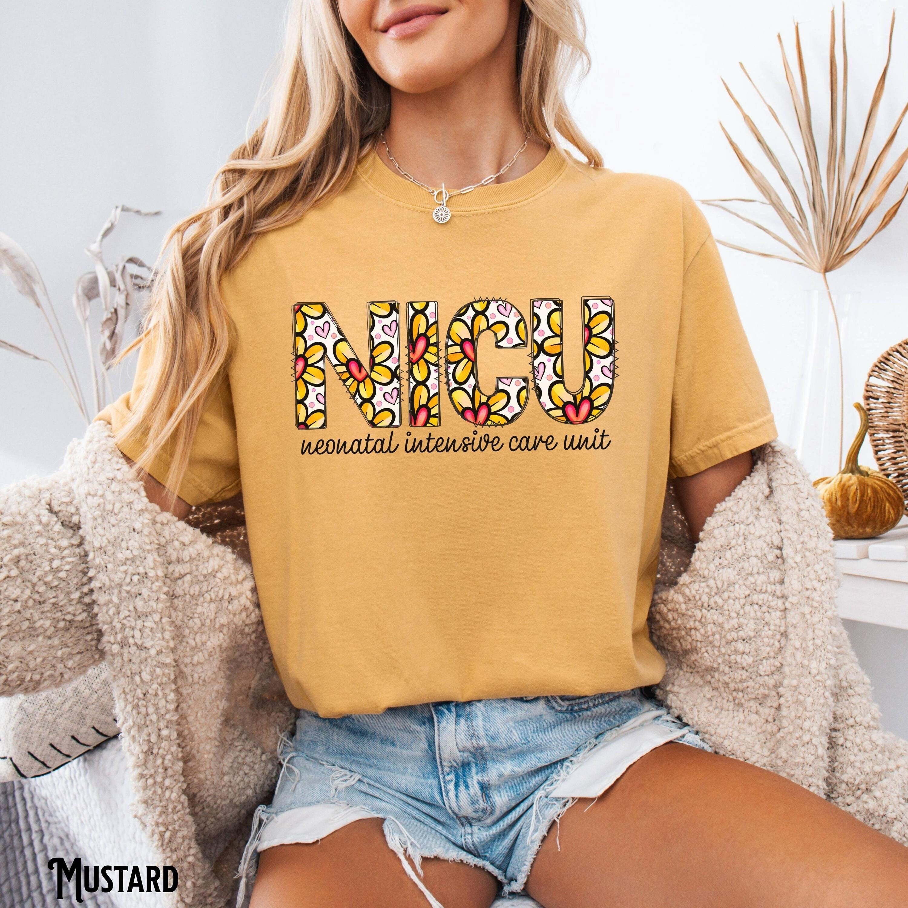 NICU Nurse Shirt Neonatal Intensive Care Unit Doctor Crew Floral Yellow Flowers Graduation Appreciation Gift Graphic Tee – Warm & Stylish · Must-Have Style