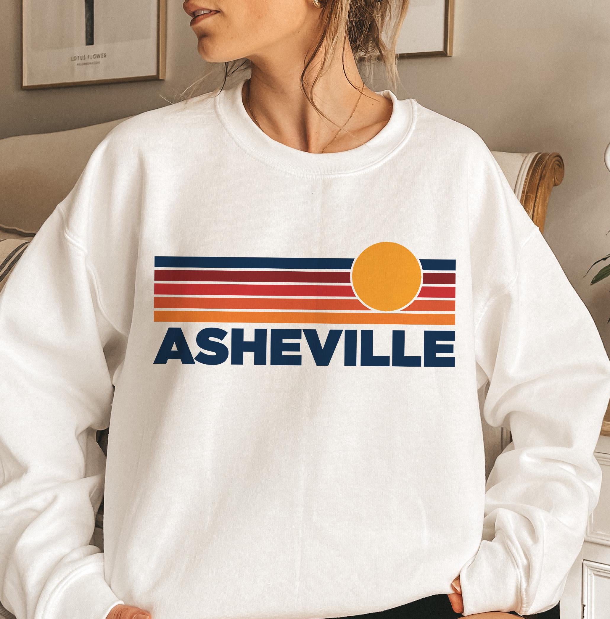 Asheville North Carolina Sweatshirt Retro Sun Unisex Asheville Vintage Inspired Warm Pullover Jumper Personalization Available Sweatshirt – Premium Graphic · Perfect For Daily Wear