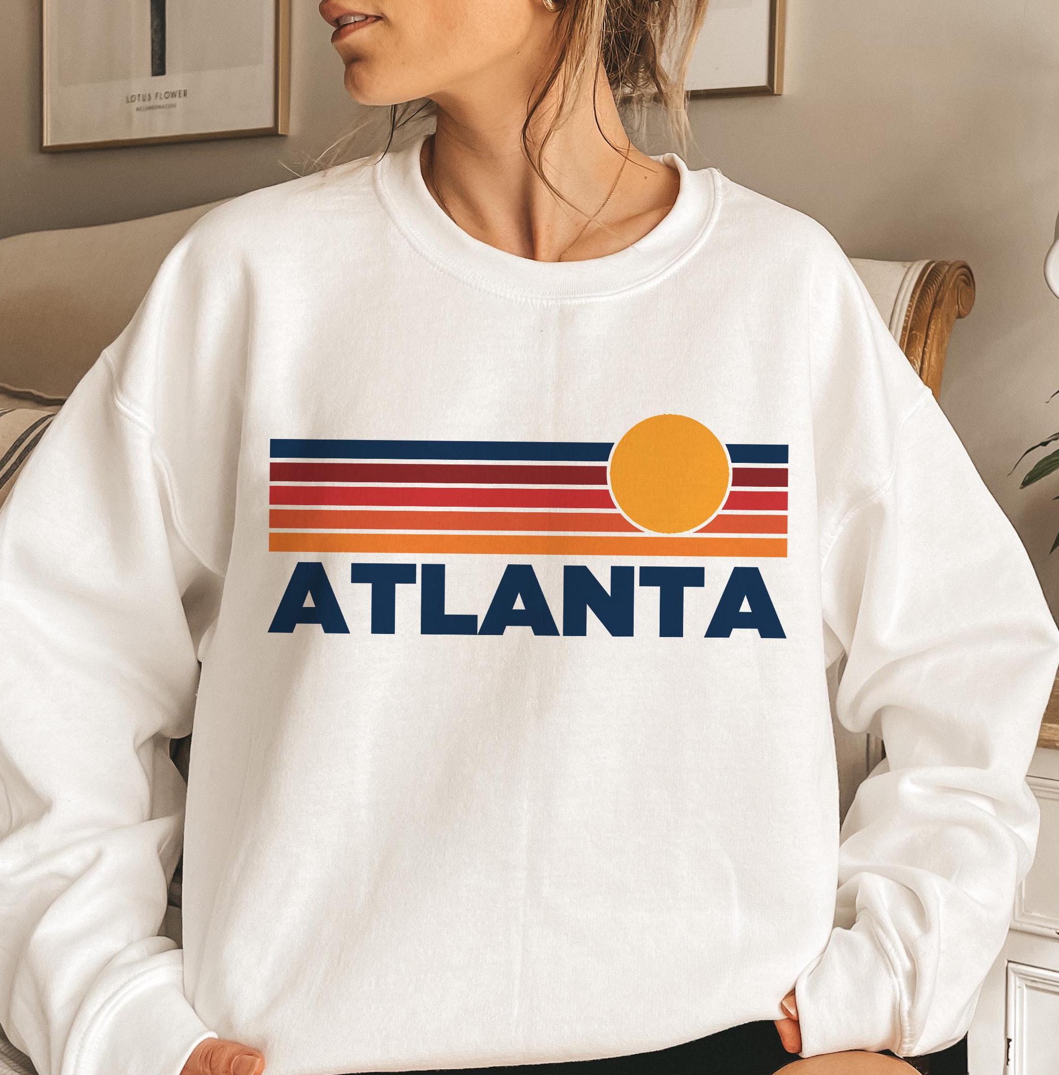 Atlanta Georgia Sweatshirt Retro Sun Unisex Atlanta Vintage Inspired Warm Pullover Jumper Personalization Available Sweatshirt – Easygoing Wear · High-Quality Print