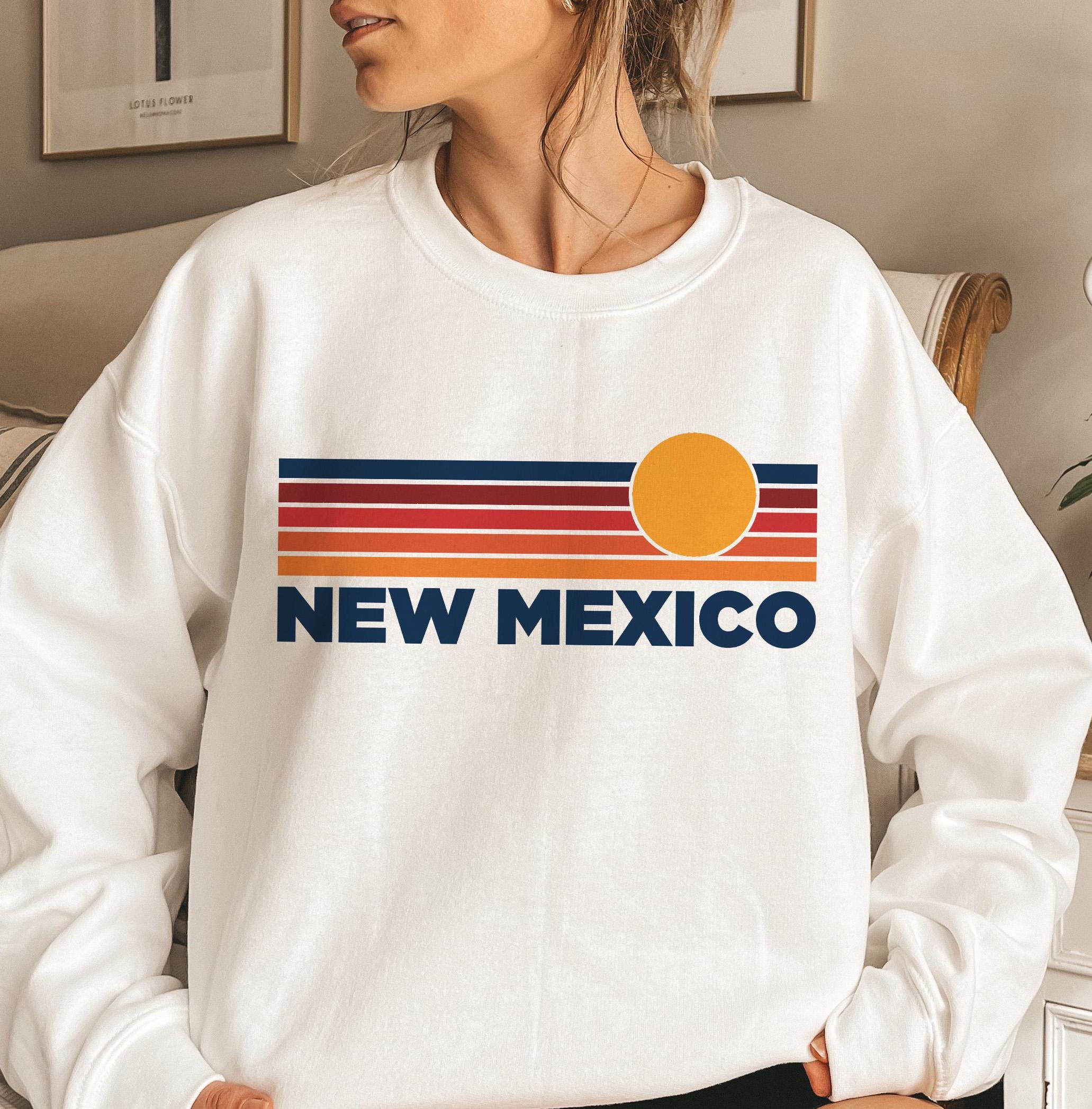 New Mexico Sweatshirt Retro Sun Unisex Vintage New Mexico Inspired Warm Pullover Jumper Personalization Available Sweatshirt – Feel-Good Design · Trending Graphic Apparel