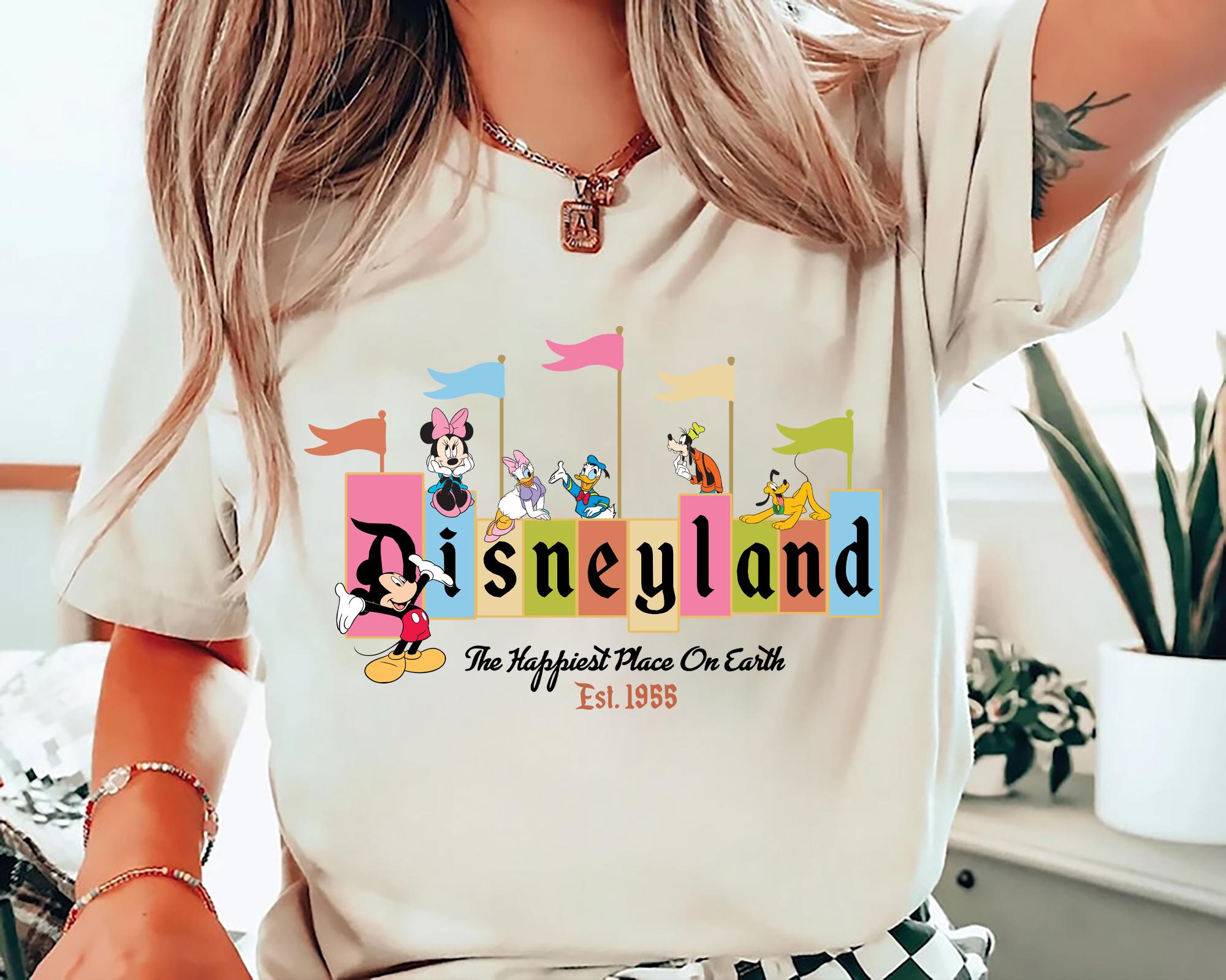 Disneyland The Happiest Place Shirt Disneyland Est 1955 Tshirt Walt Disney Shirt Disney Family Vacation Tee Mickey And Friends Shirt Graphic Tee – Aesthetic Look · Trending Graphic Apparel