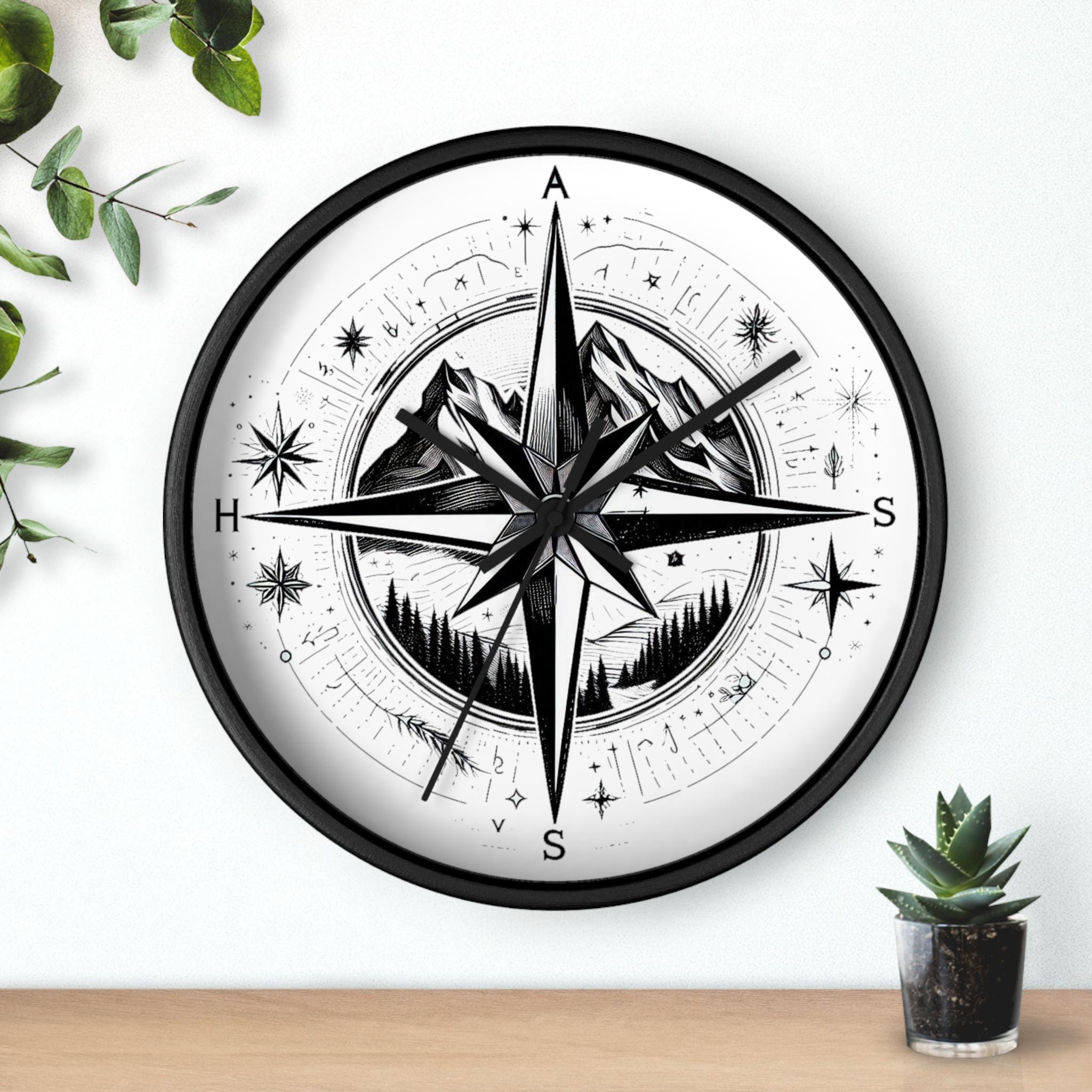 Adventure Compass Wall Clock Hiking Adventure Home Decor Mountain Outdoor Enthusiast Gift Traveler39s Clock Nature Lover Gift For Him Her Graphic Tee – Everyday Comfort · Top Pick For Any Outfit