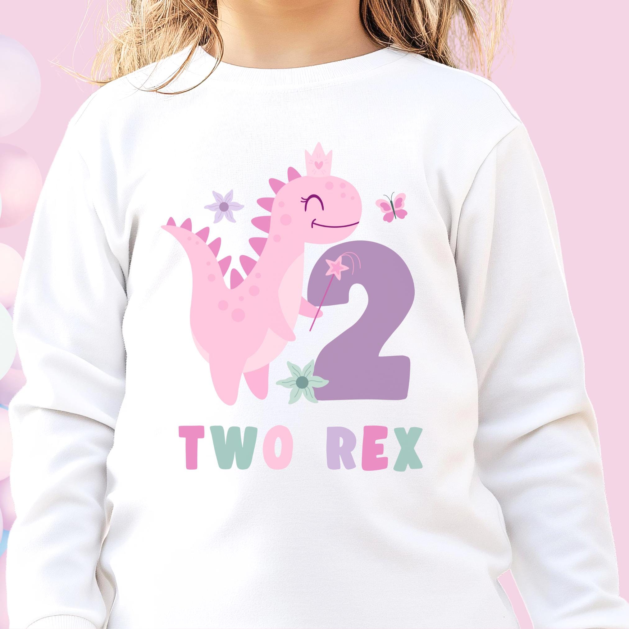 Two Rex Girl Shirt Two Rex Long Sleeve Dinosaur Shirt for a Girl Dinosaur Birthday T Shirt 2Nd Birthday Shirt Long Sleeve Two Year Old Shirt Graphic Tee – Warm & Stylish · High-Quality Print