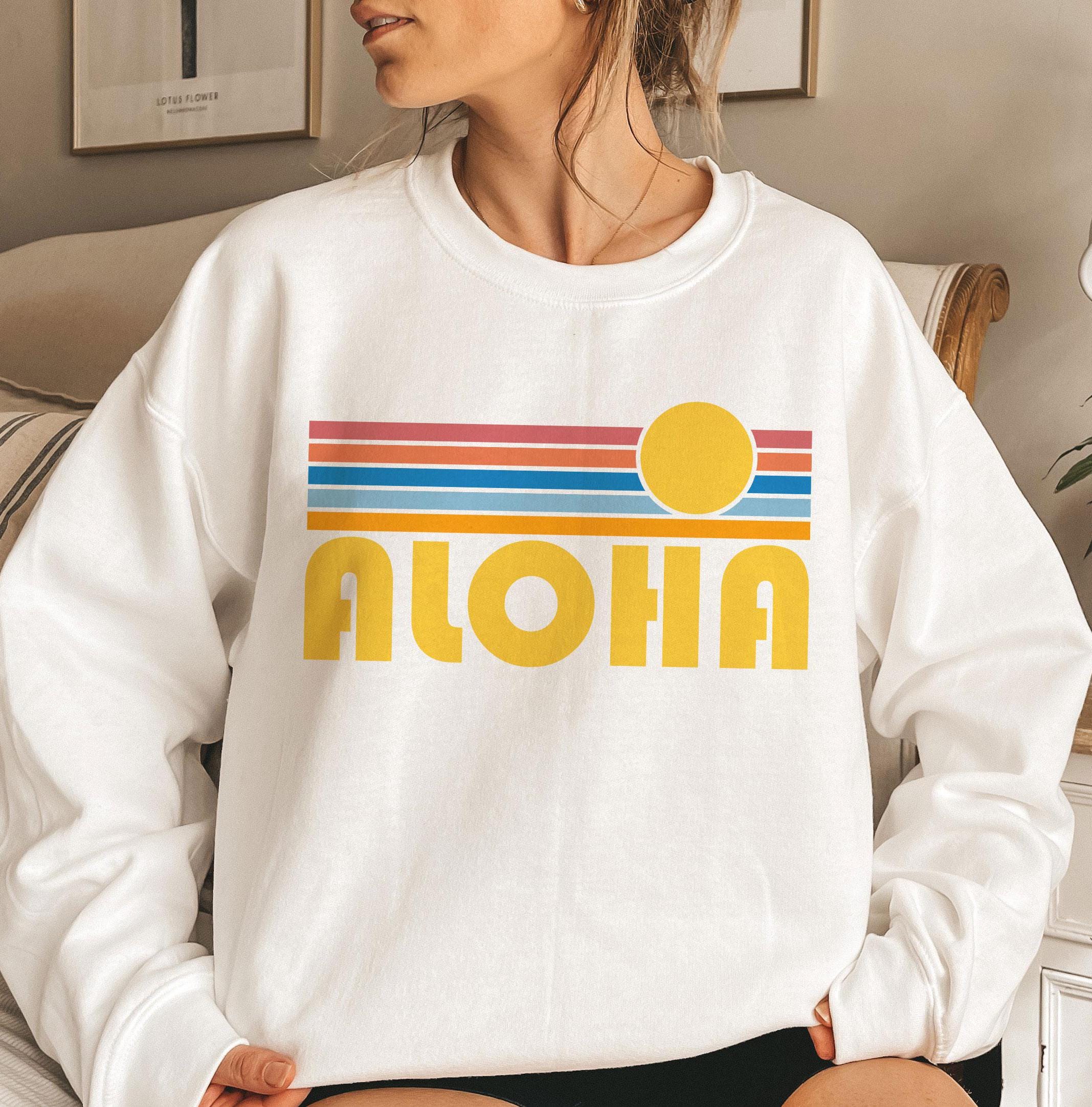 Aloha Crewneck Sweatshirt Retro Sunset Unisex Aloha Sweatshirt Personalization Available Sweatshirt – Cozy Vibes · Trending Graphic Apparel
