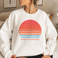 East Hampton New York Sweatshirt Unisex Retro 80s Sun Crewneck East Hampton Sweatshirt Personalization Available Sweatshirt – Premium Graphic · Perfect For Daily Wear